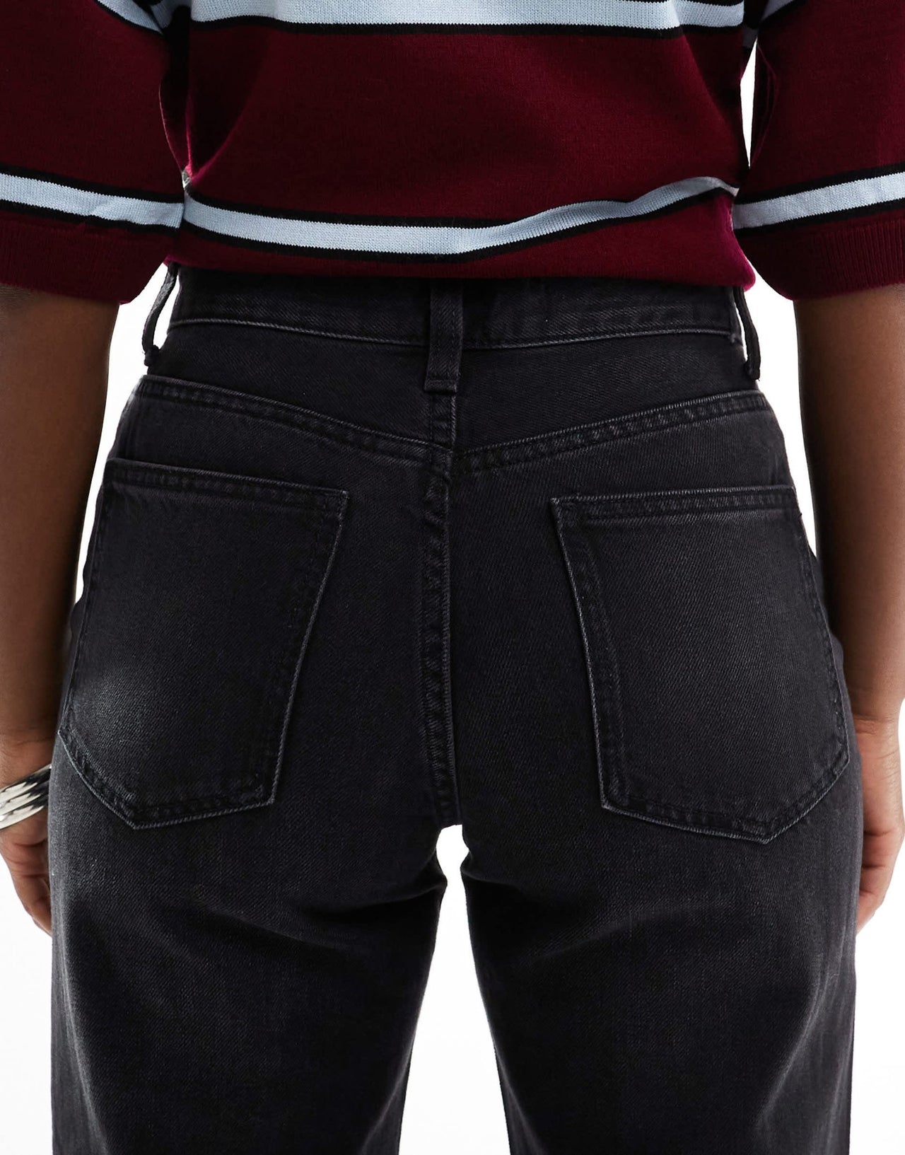 Bershka ripped knee wide leg jeans in black - ASOS Sample Sale