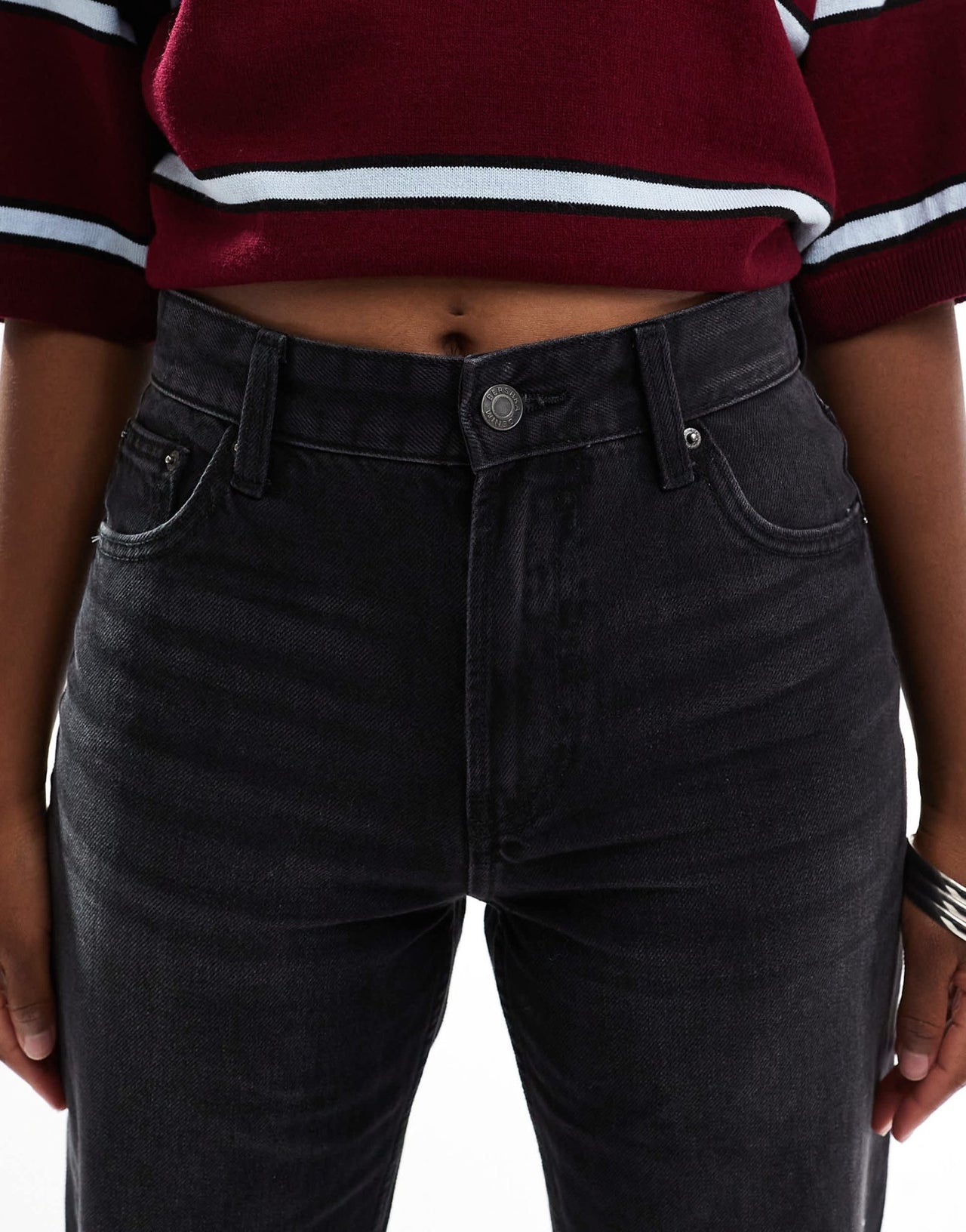 Bershka ripped knee wide leg jeans in black - ASOS Sample Sale