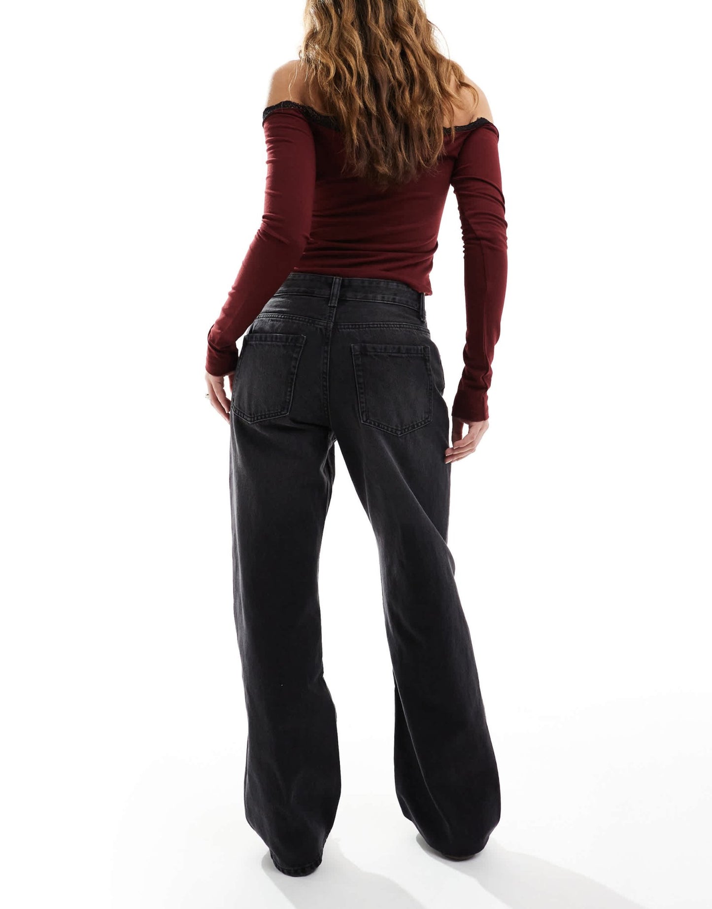 Bershka ripped knee wide leg jeans in black - ASOS Sample Sale
