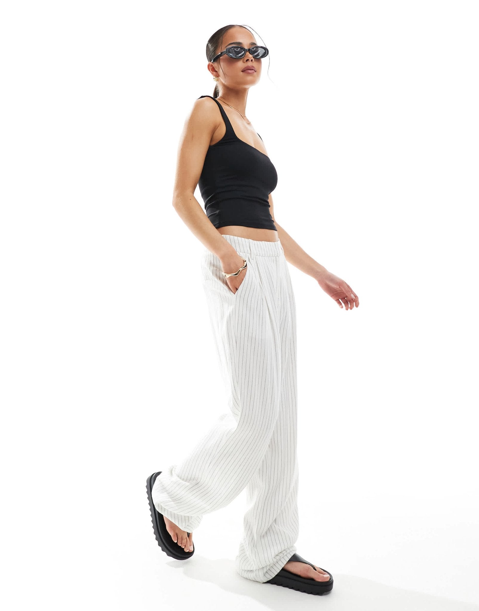 Bershka shaping square neck cami in black - ASOS Sample Sale