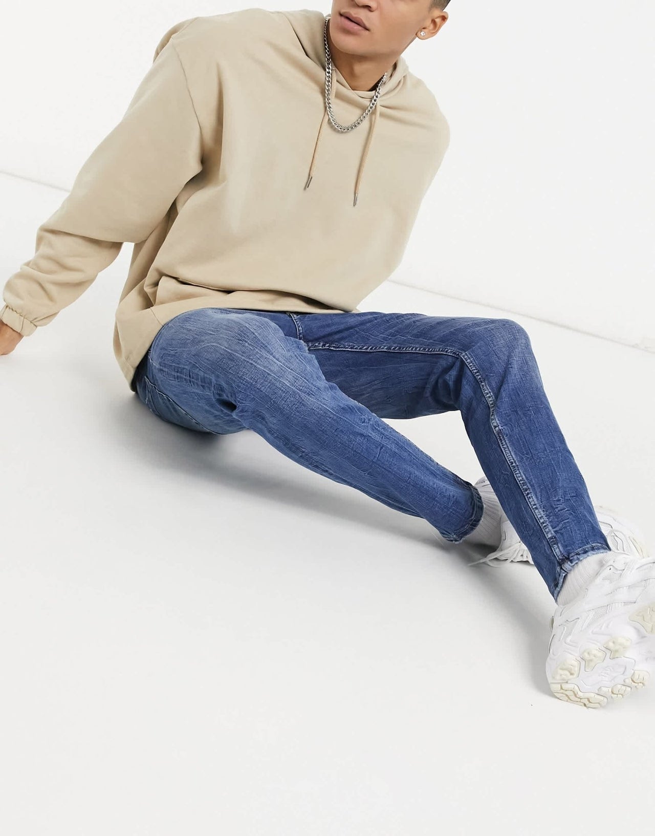 Bershka skinny fit jeans in mid blue - ASOS Sample Sale