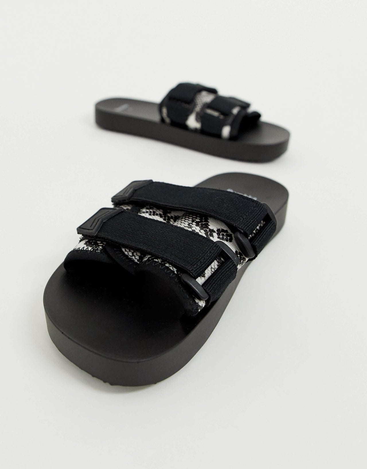 Bershka snake print flat sandals with strap detailing in multi - ASOS Sample Sale