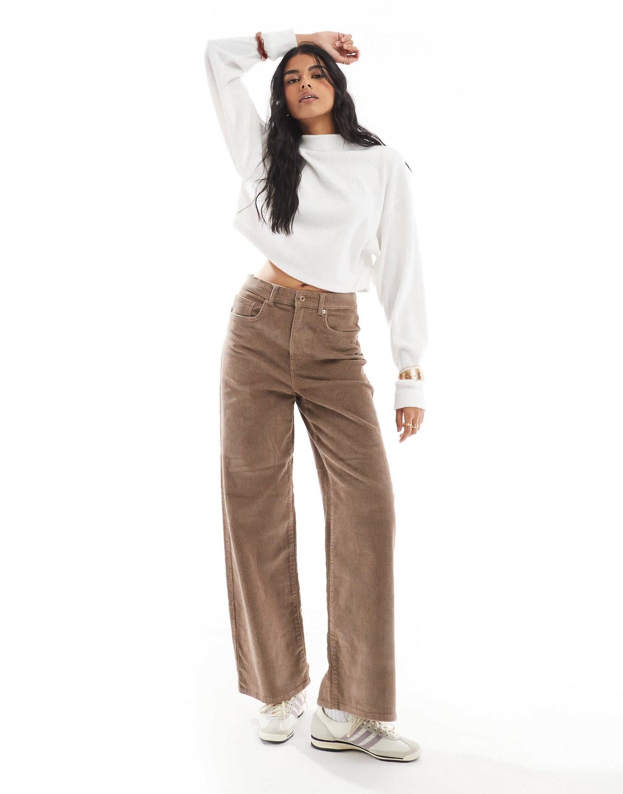 Bershka soft touch high neck top co-ord in ecru - ASOS Sample Sale