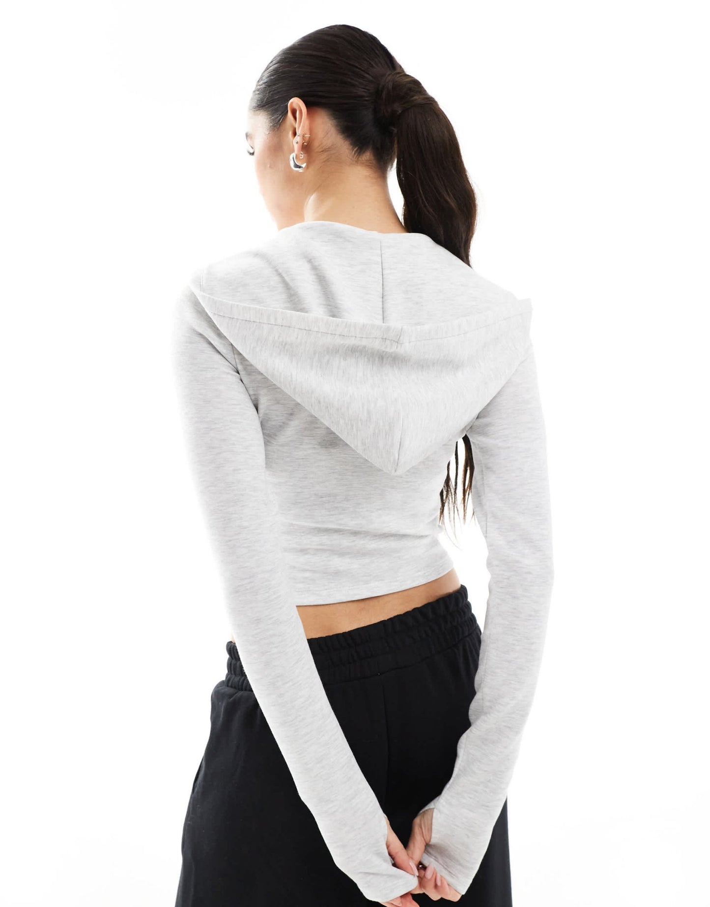 Bershka soft touch zip - up hoodie in light grey - ASOS Sample Sale