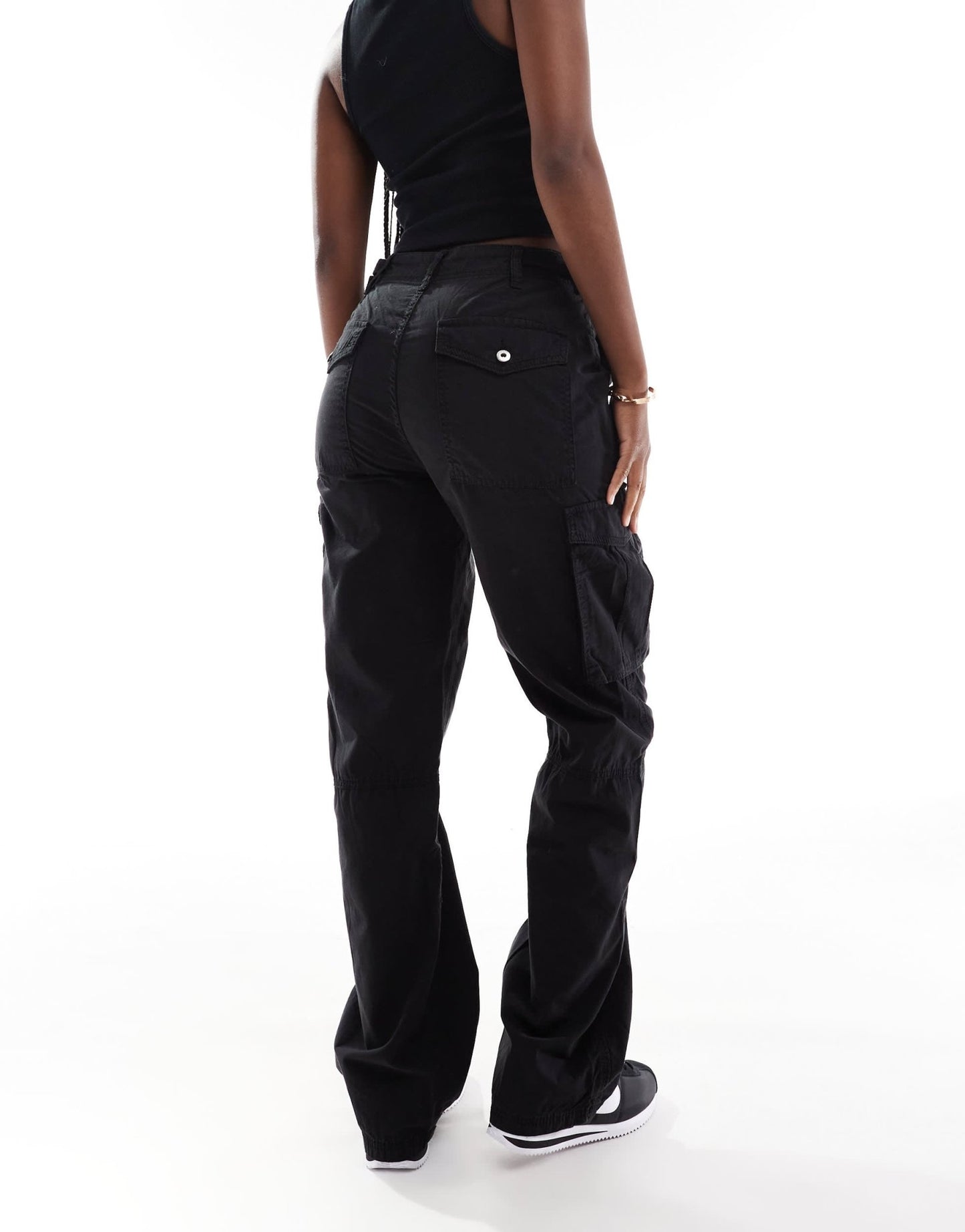 Bershka straight leg cargo trousers in black - ASOS Sample Sale