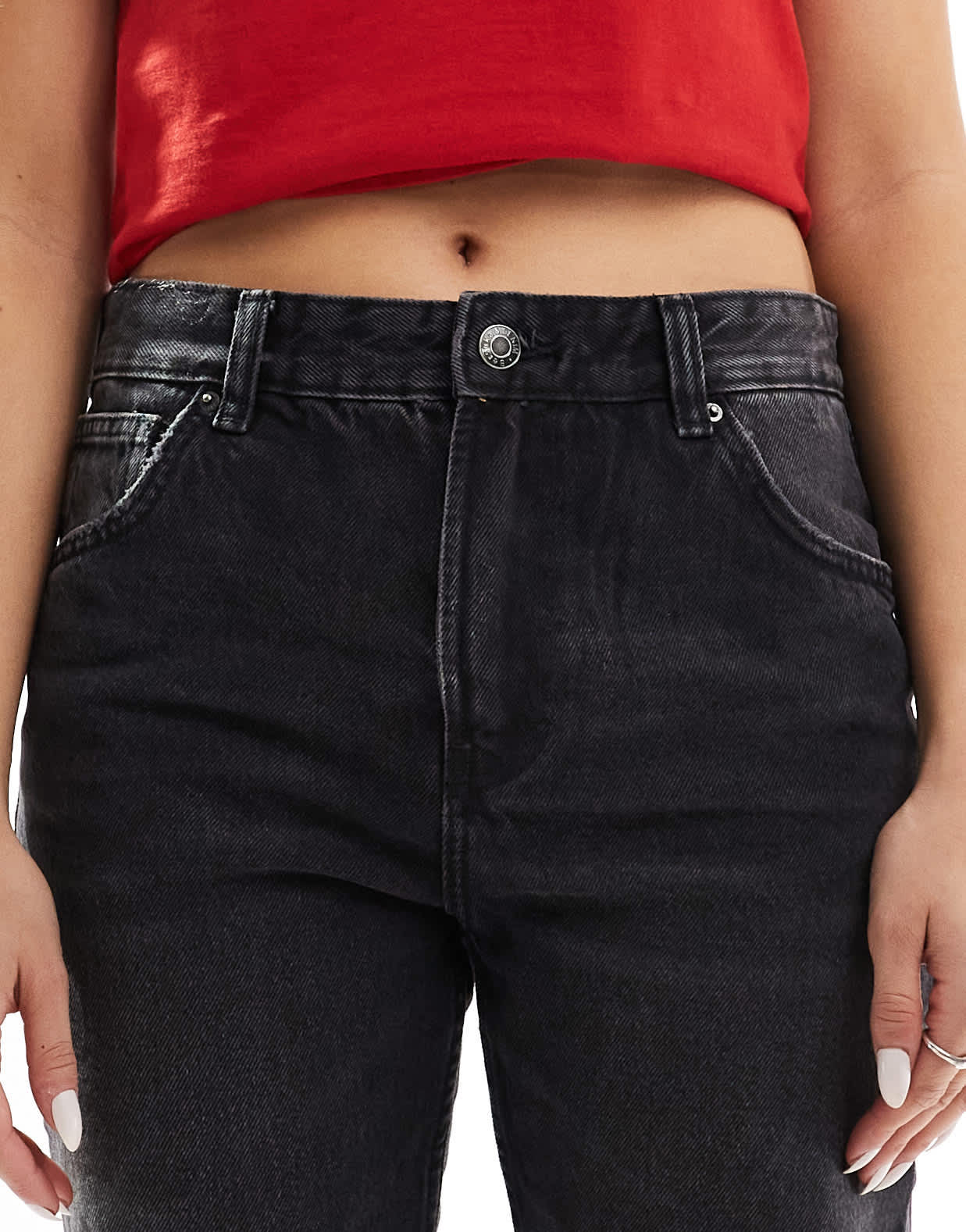 Bershka straight leg jeans in black - ASOS Sample Sale