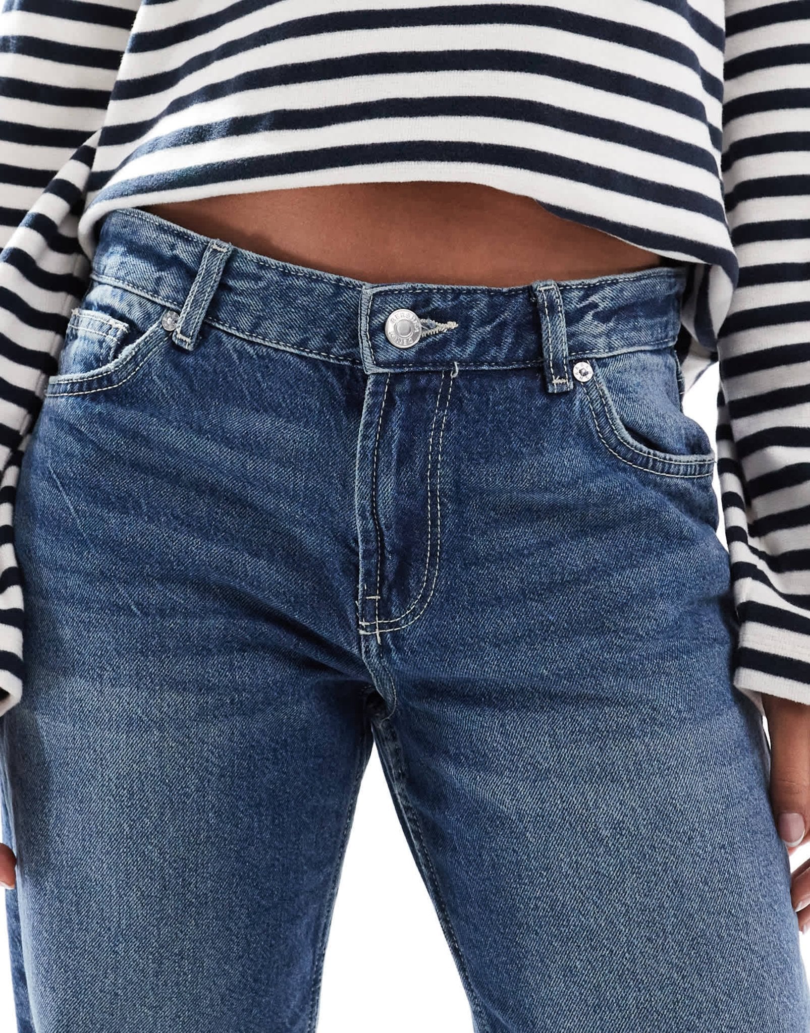 Bershka straight leg jeans in dark wash - ASOS Sample Sale