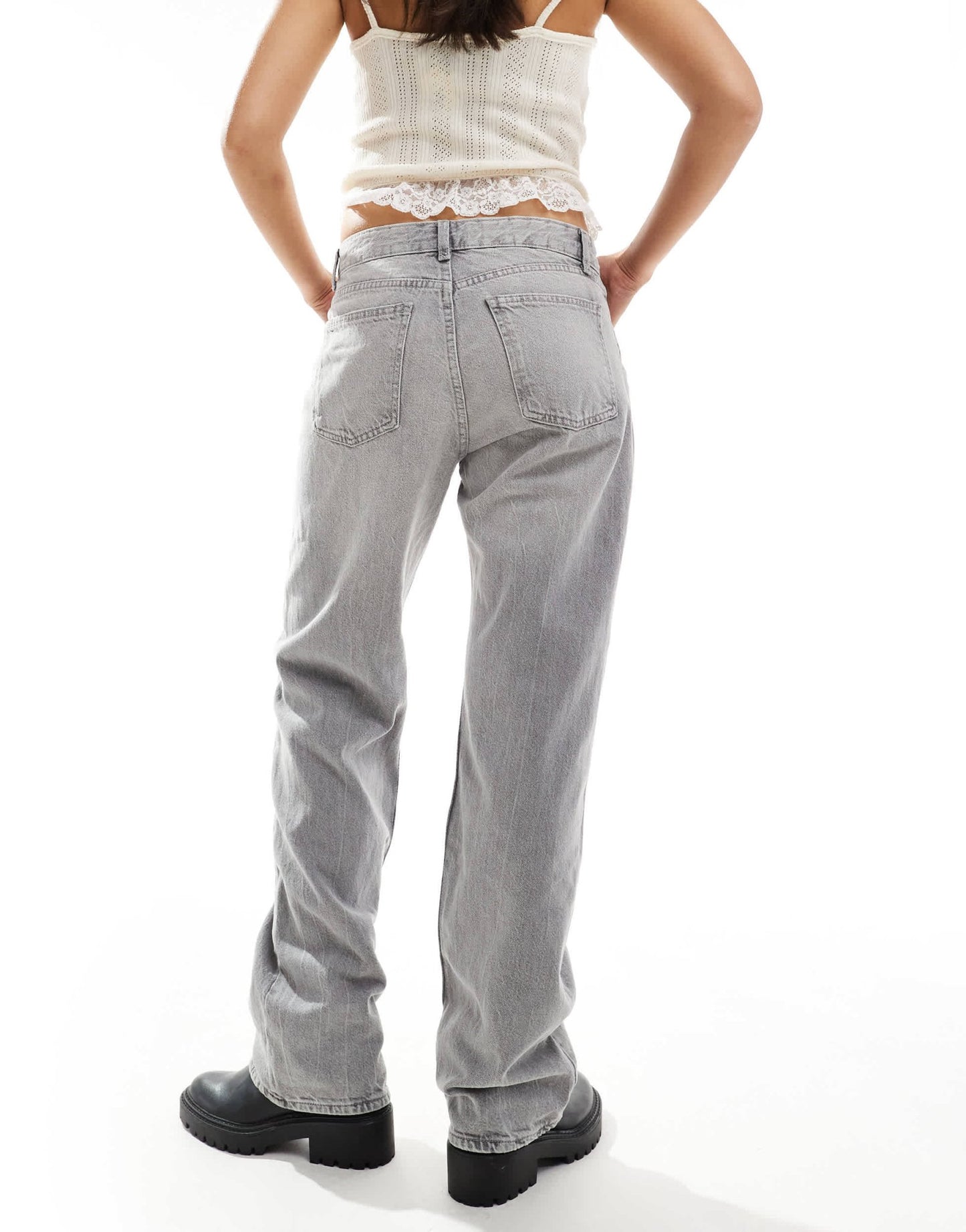 Bershka straight leg jeans in grey - ASOS Sample Sale