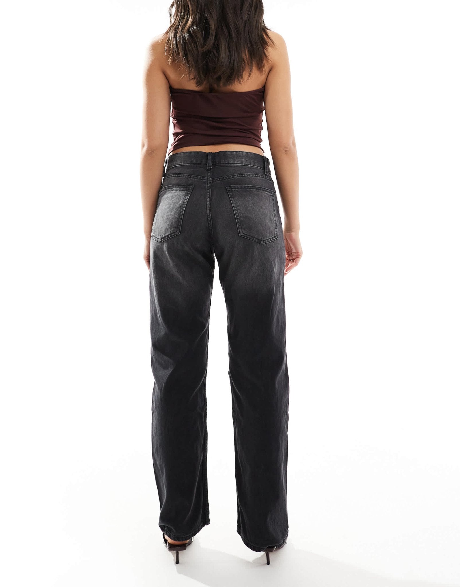 Bershka straight leg jeans in washed black - ASOS Sample Sale