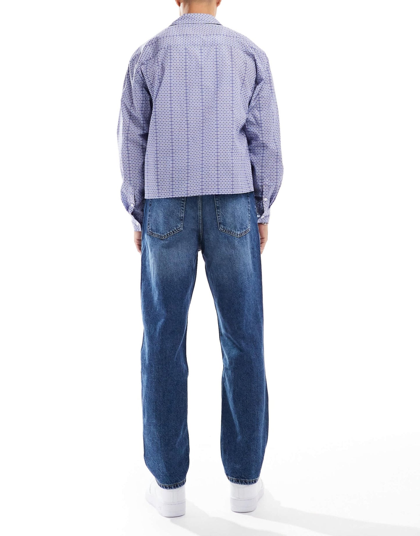 Bershka straight vintage fit jean in denim blue - ASOS Sample Sale