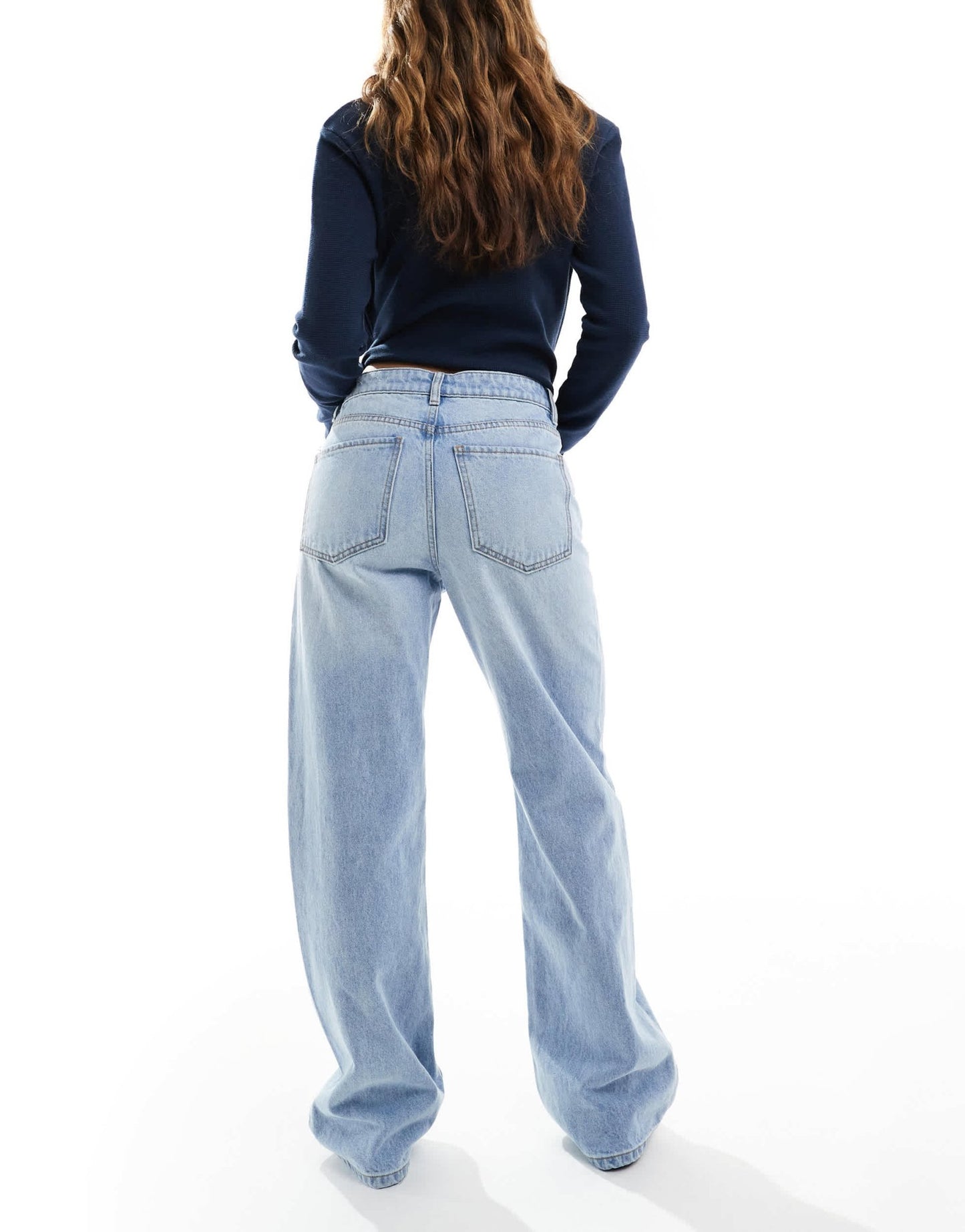 Bershka straight wide leg jeans in light blue wash - ASOS Sample Sale