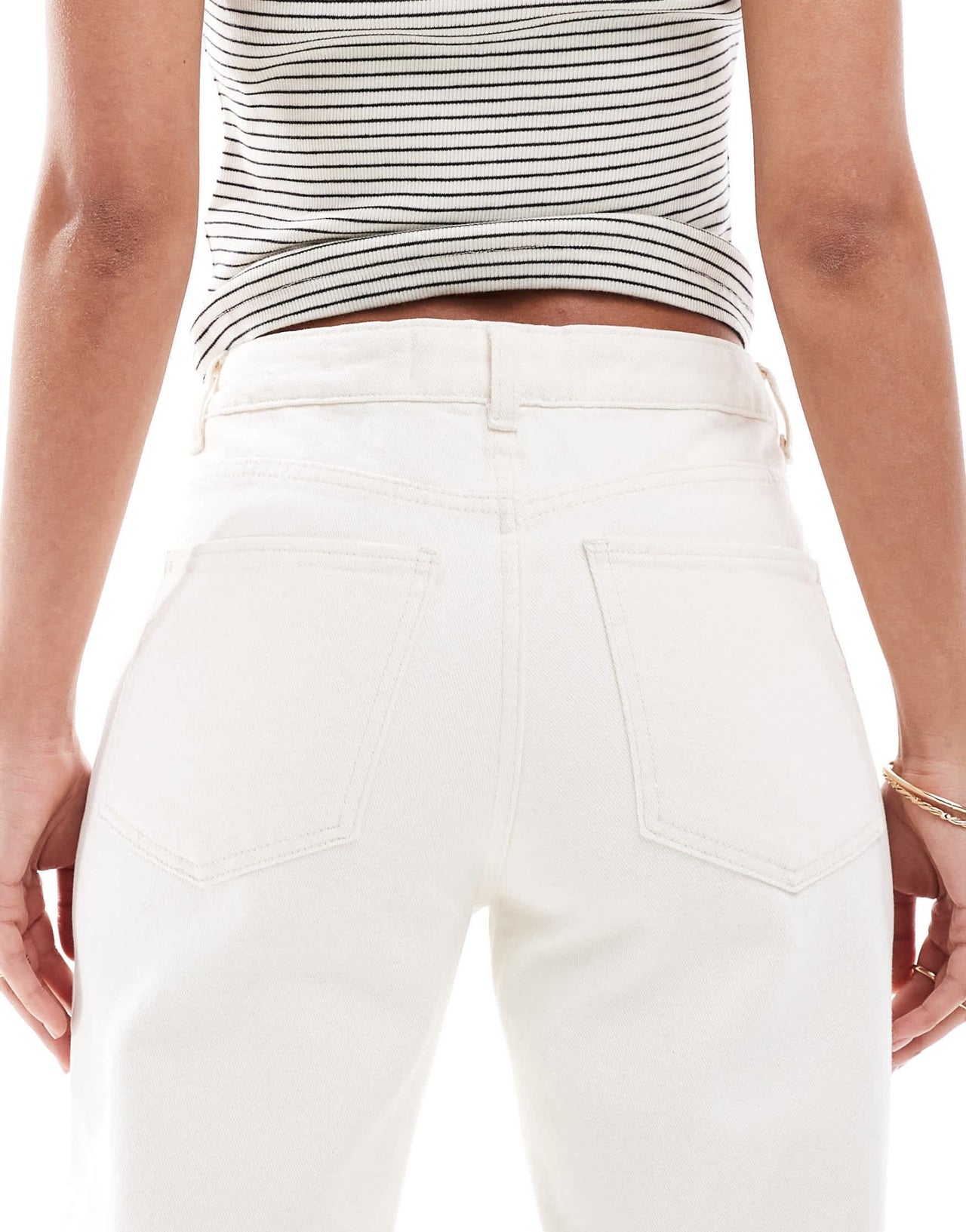 Bershka straight wide leg jeans in white - ASOS Sample Sale