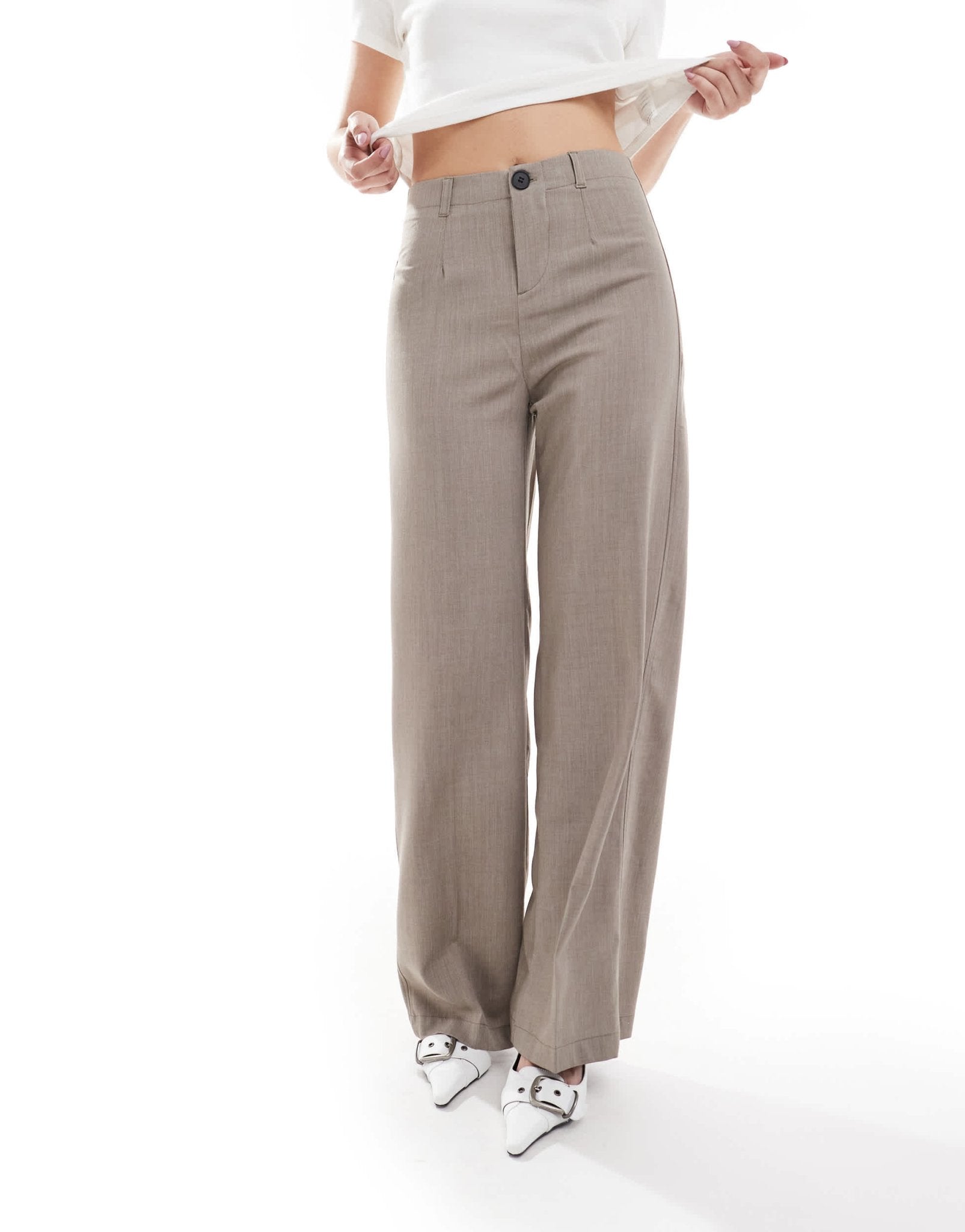 Bershka Tailored Trouser in stone - ASOS Sample Sale