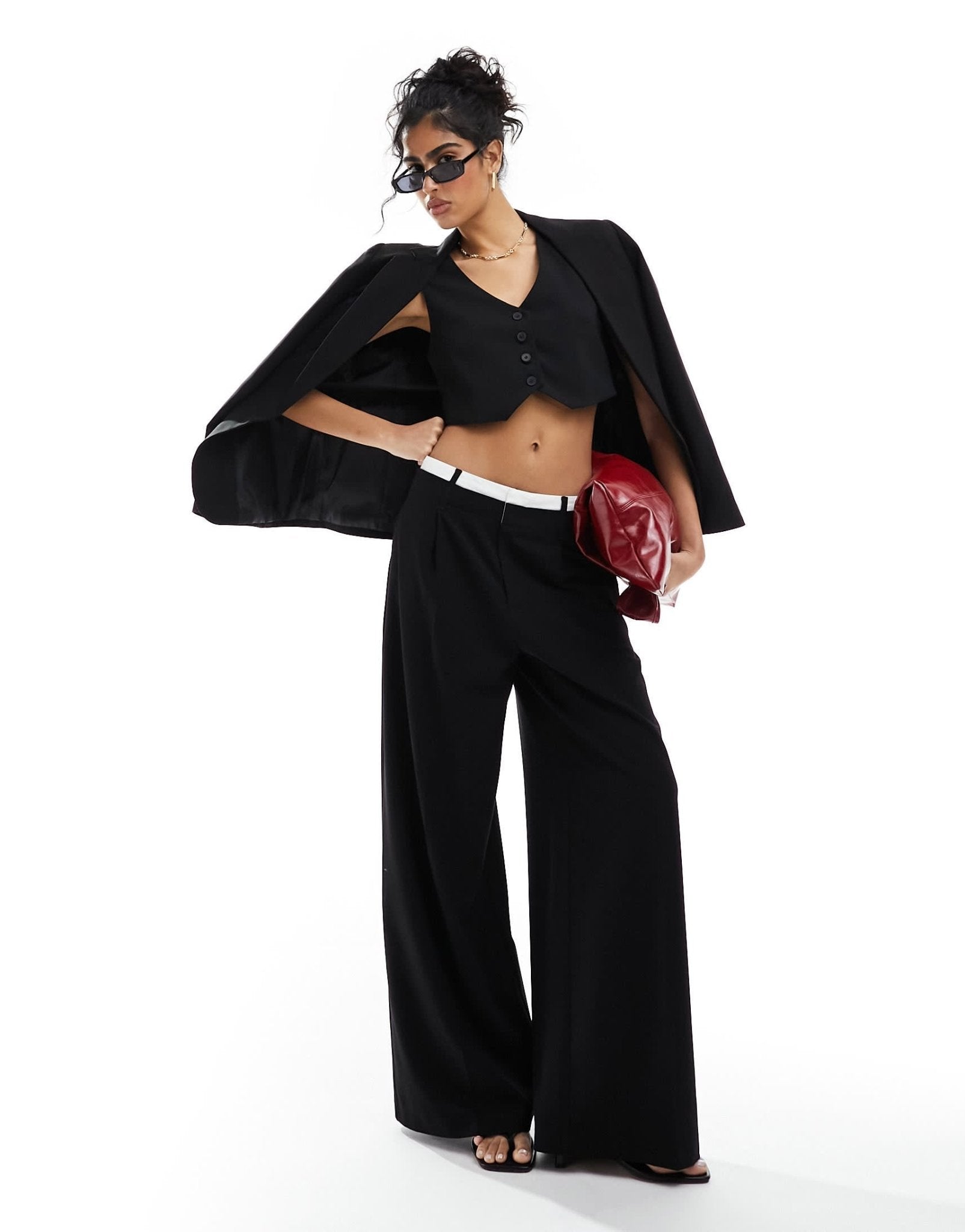 Bershka tailored waistcoat co-ord in black - ASOS Sample Sale