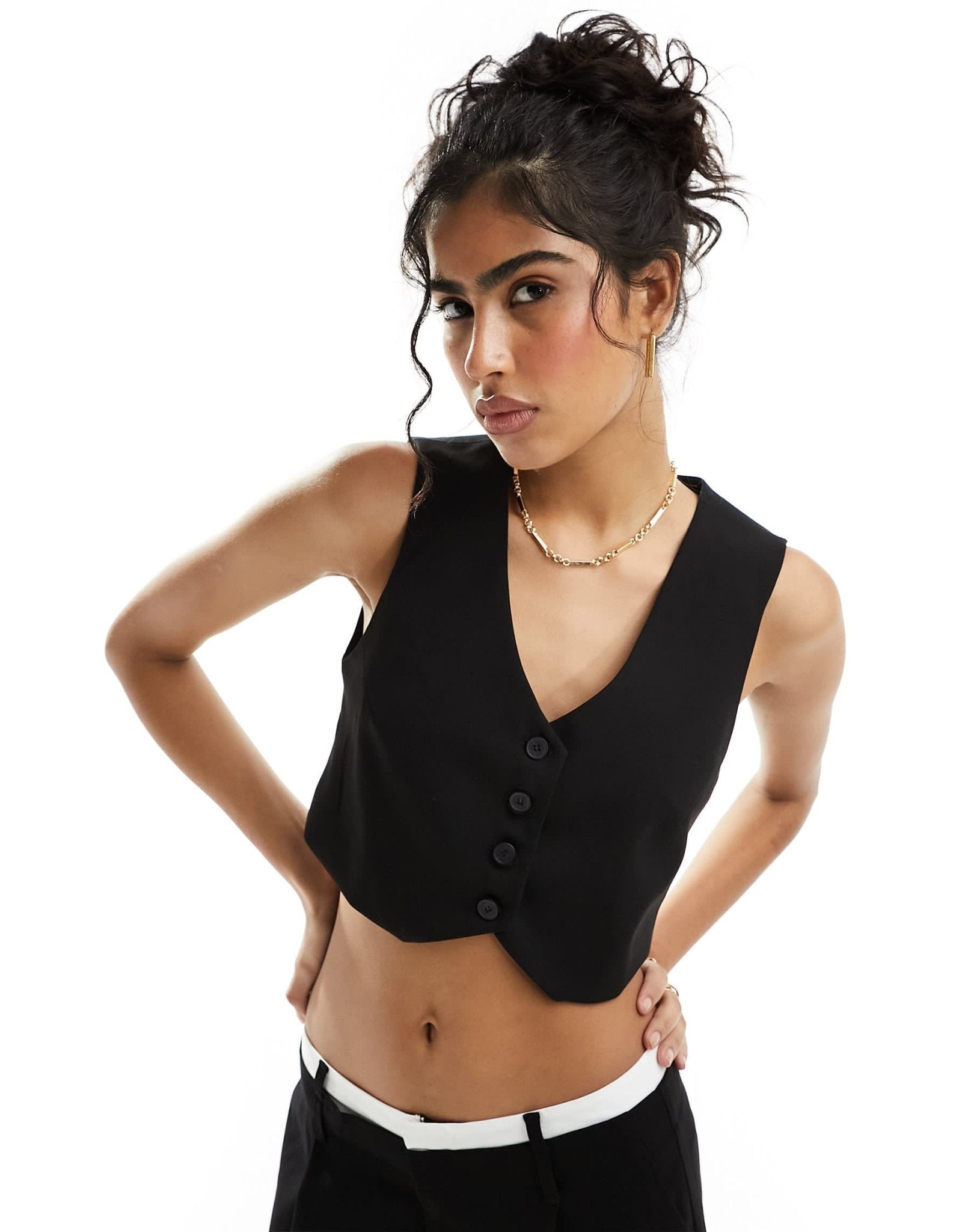 Bershka tailored waistcoat co-ord in black - ASOS Sample Sale