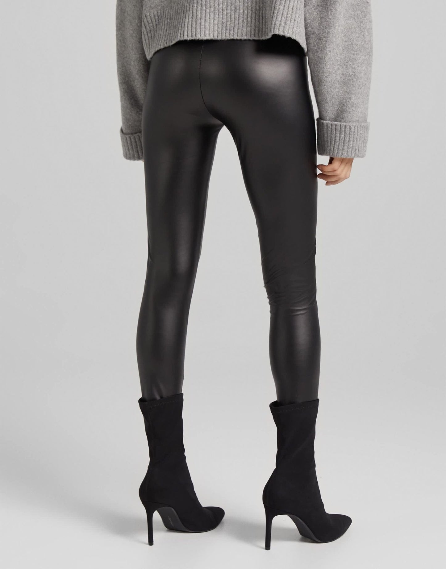 Bershka Tall faux leather legging in black - ASOS Sample Sale