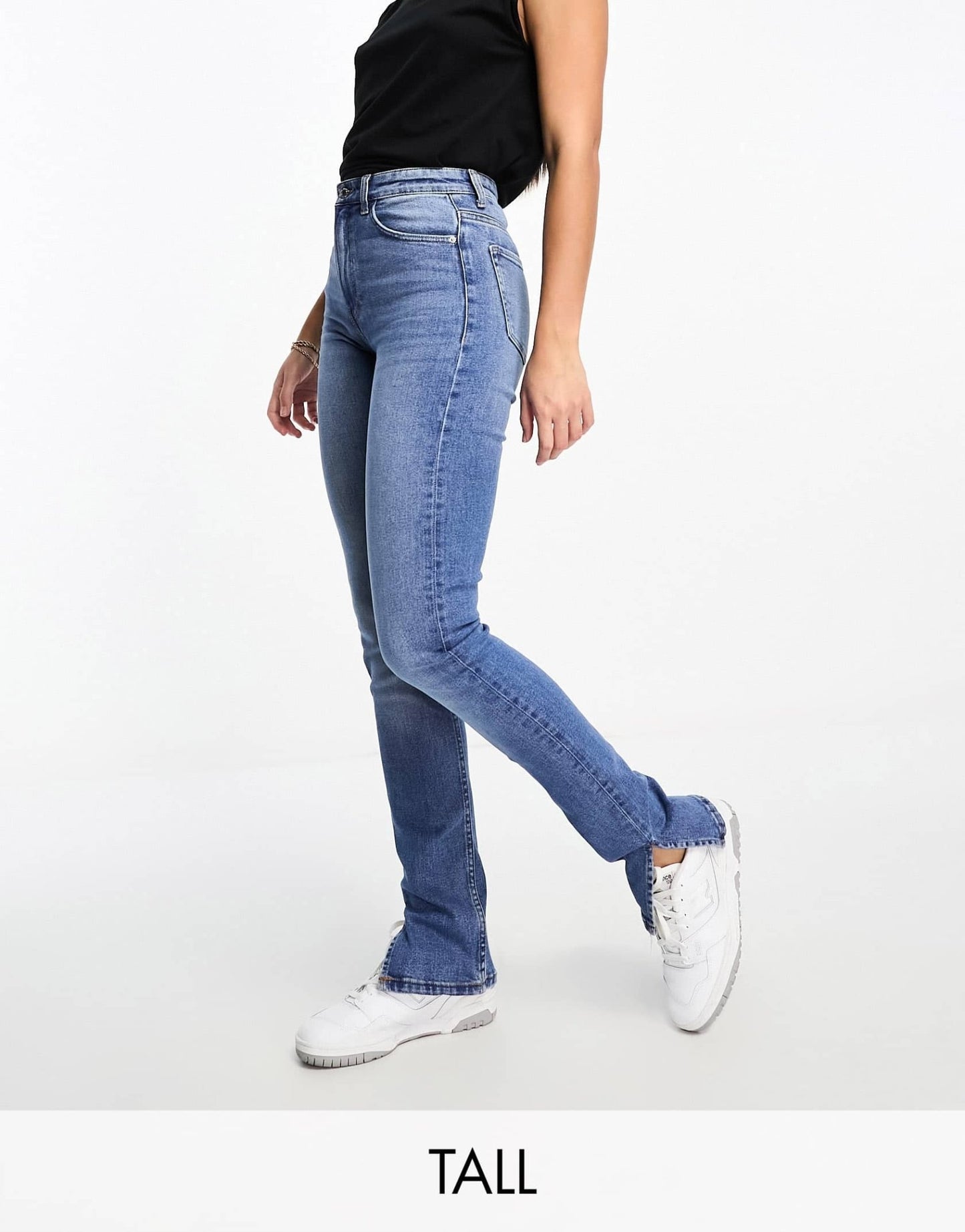 Bershka Tall high waisted bootcut jeans in dark wash blue - ASOS Sample Sale