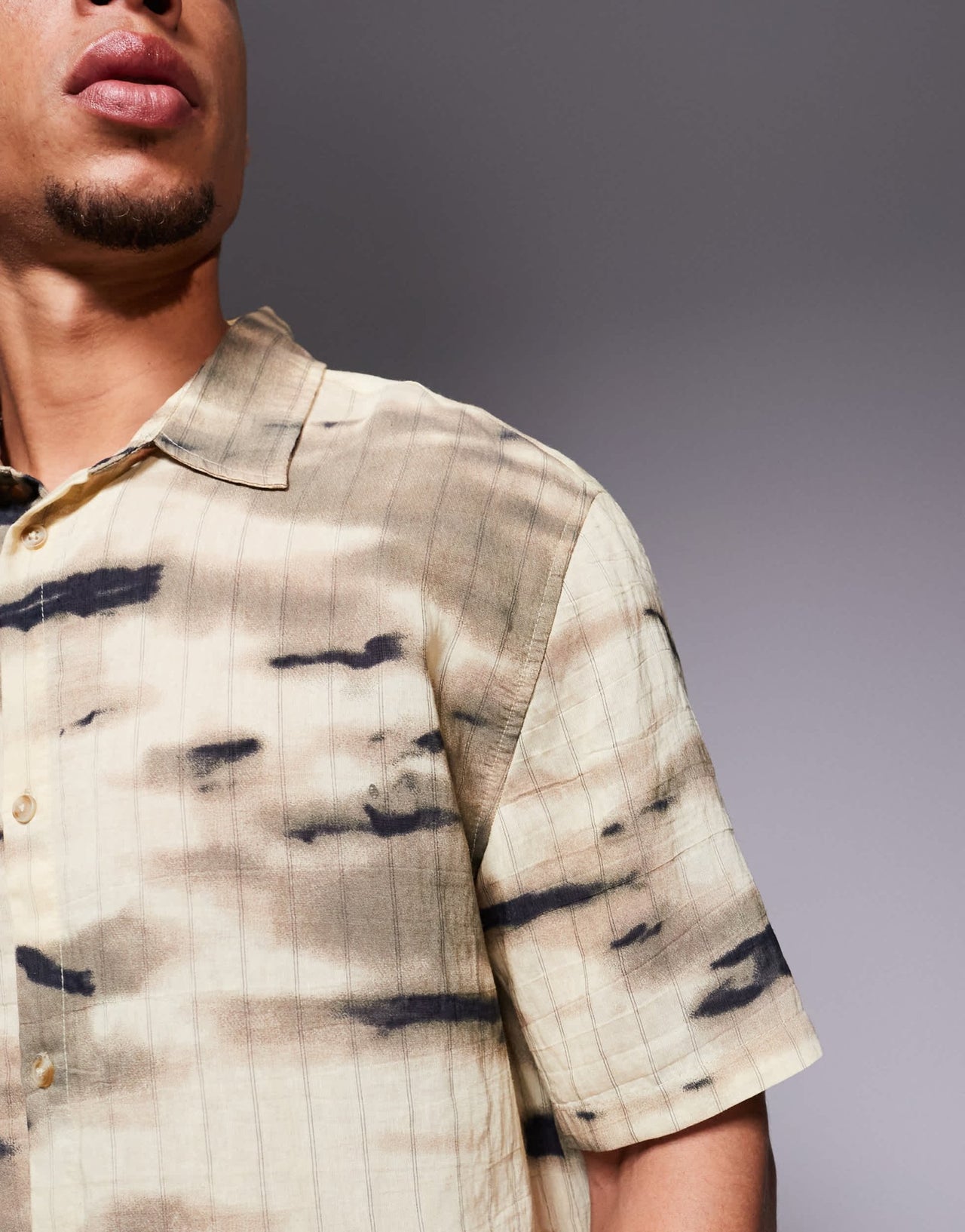 Bershka textured printed shirt in brown - ASOS Sample Sale