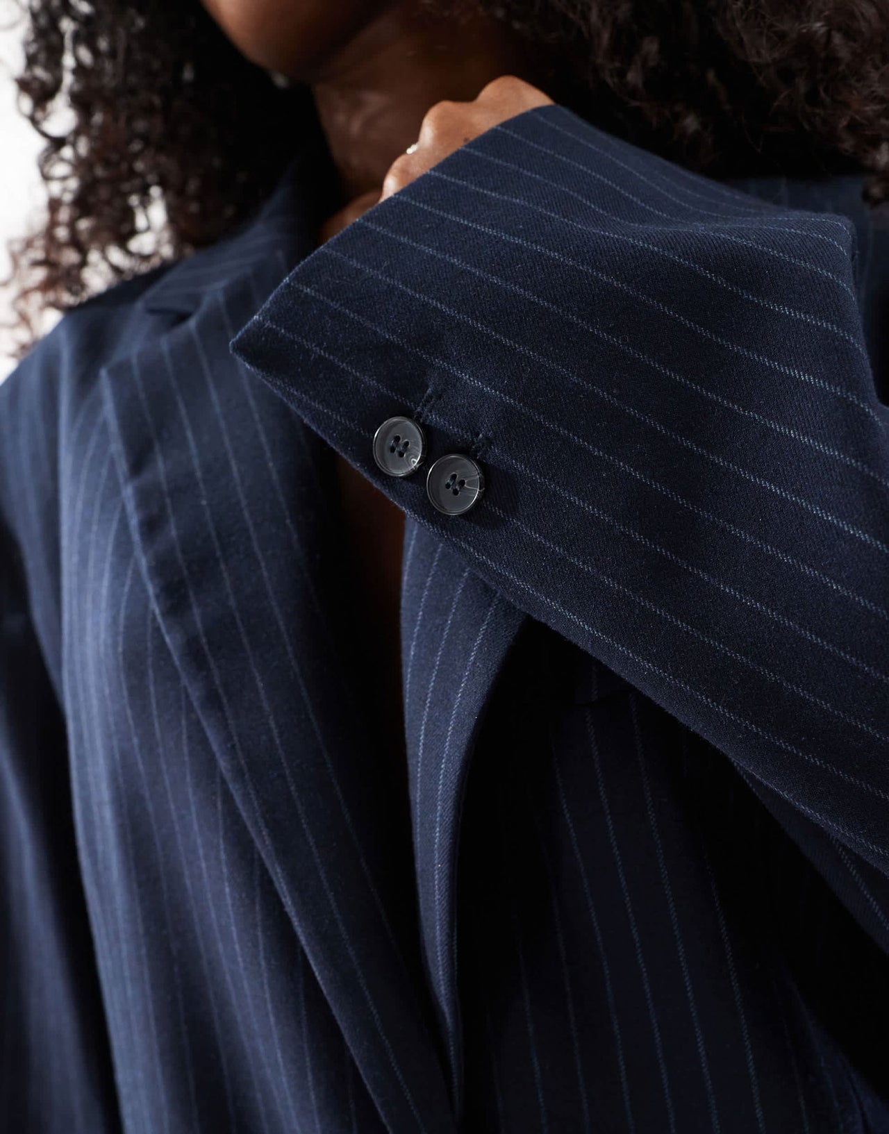 Bershka ultra oversized blazer co - ord in navy stripe - ASOS Sample Sale