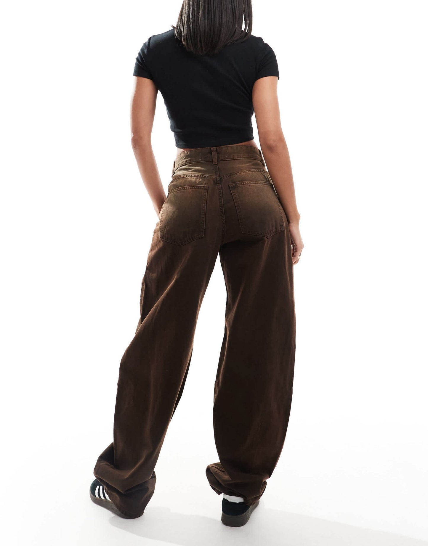 Bershka ultra wide leg jeans in brown - ASOS Sample Sale