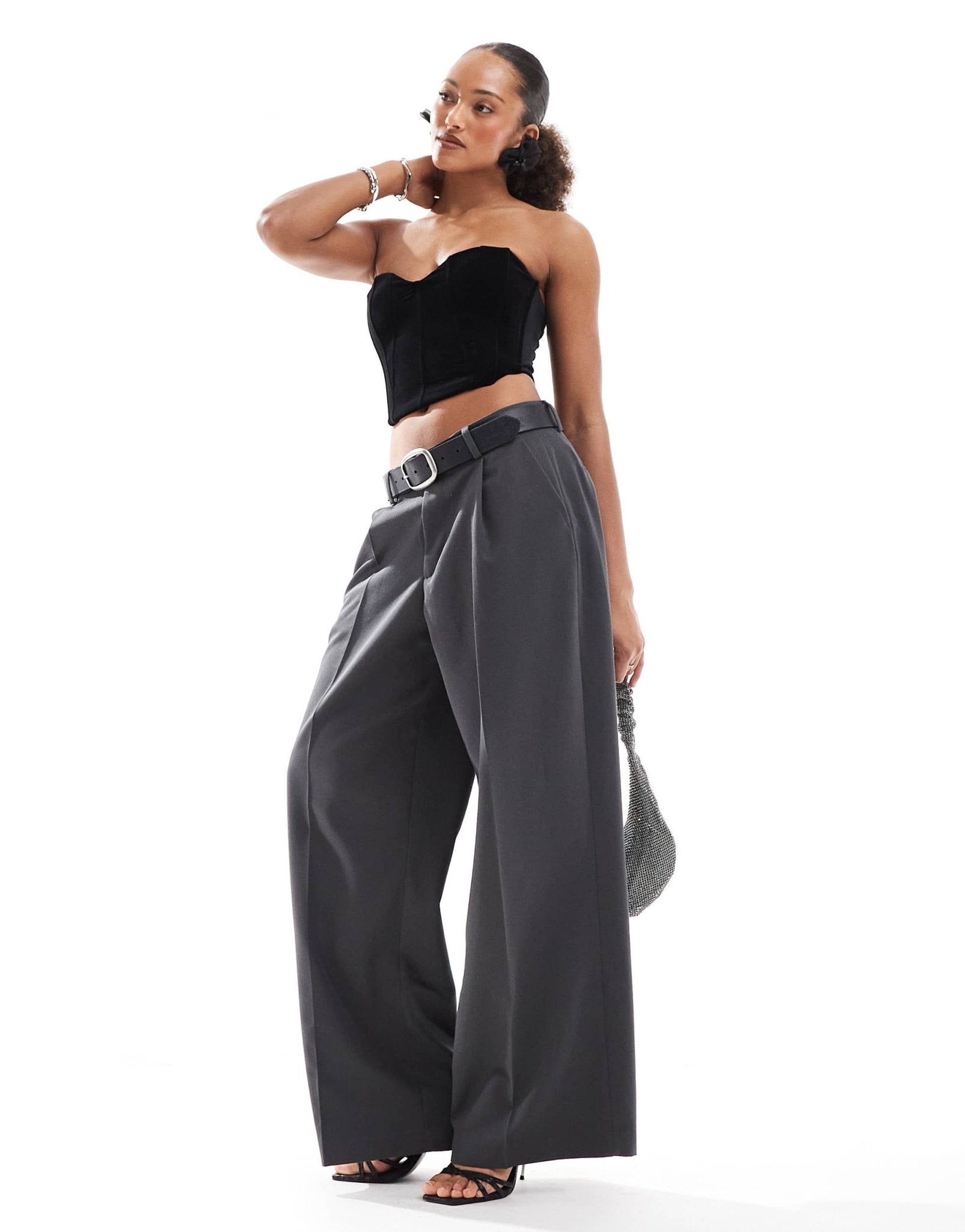 Bershka velvet corset top in black - ASOS Sample Sale