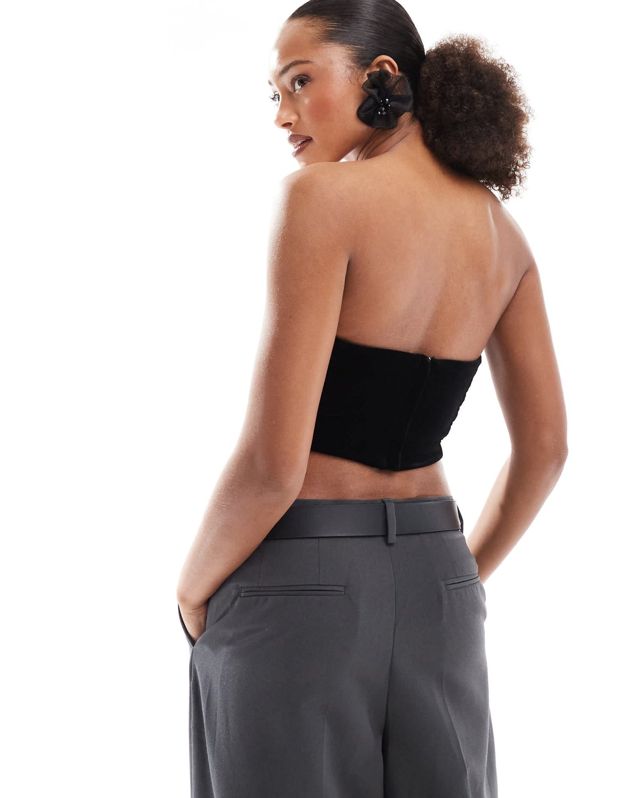 Bershka velvet corset top in black - ASOS Sample Sale