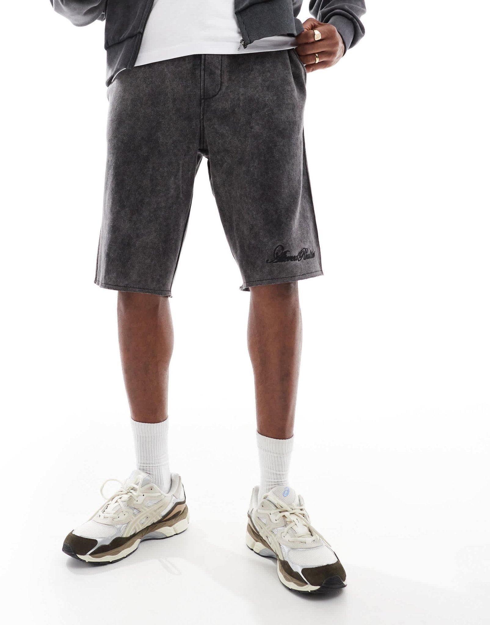 Bershka washed short co - ord in grey - ASOS Sample Sale