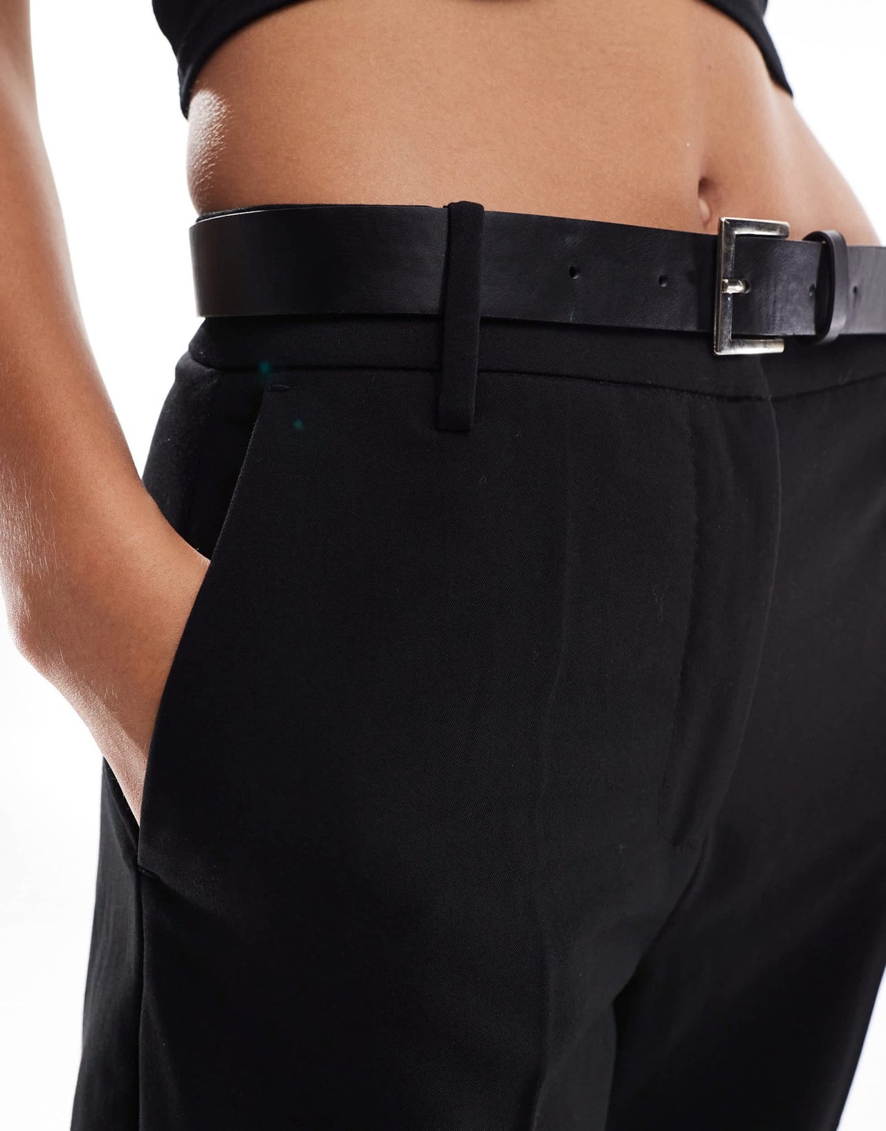 Bershka wide leg belted tailored trousers co - ord in black - ASOS Sample Sale