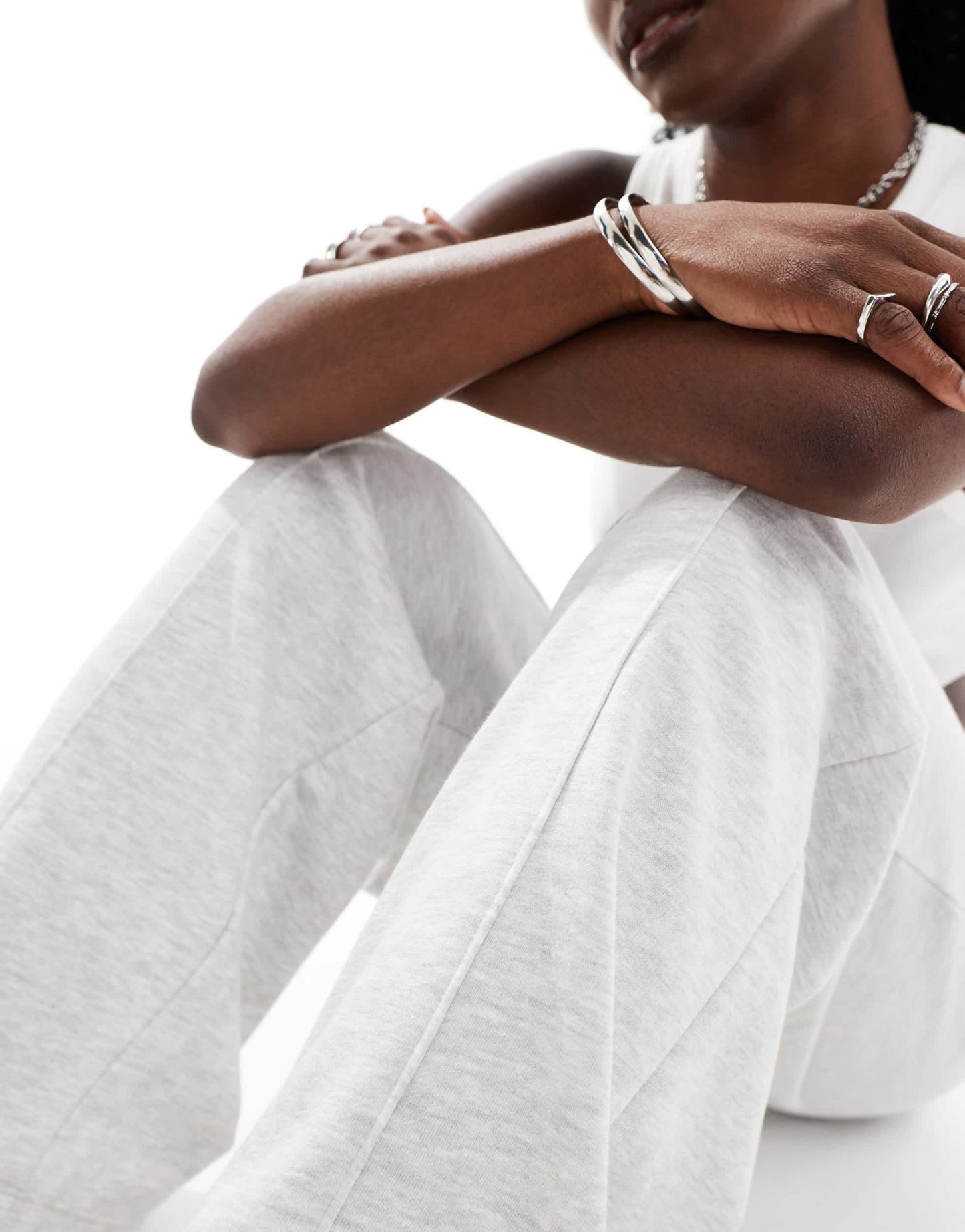 Bershka wide leg joggers co - ord in grey marl - ASOS Sample Sale