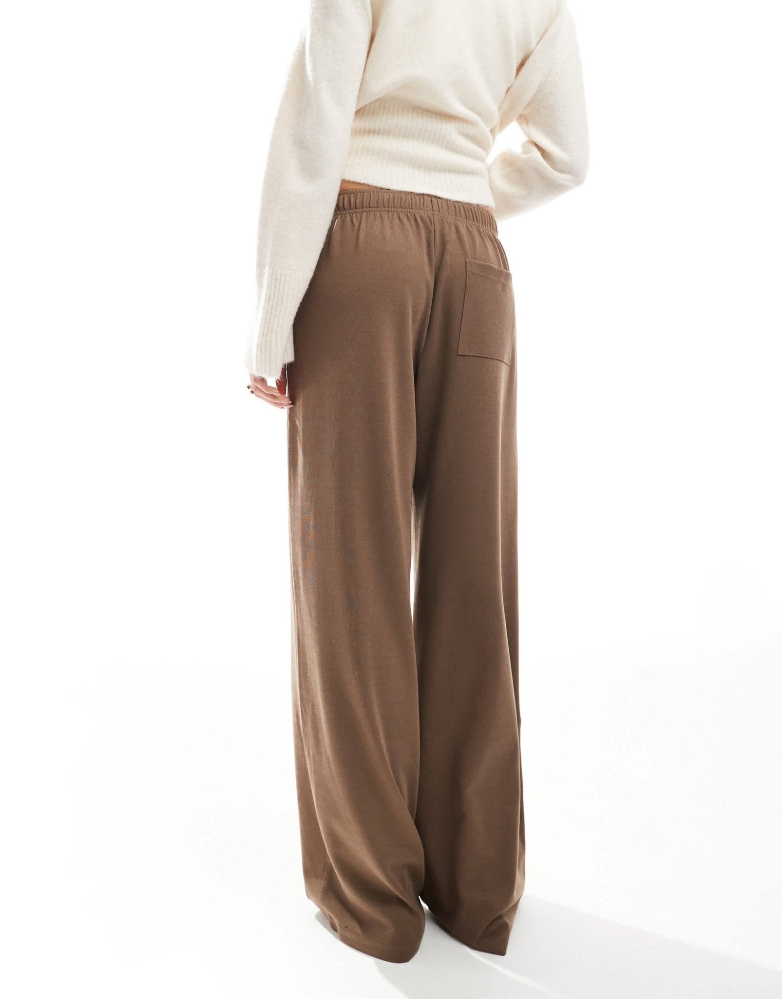 Bershka wide leg soft knit joggers in brown - ASOS Sample Sale