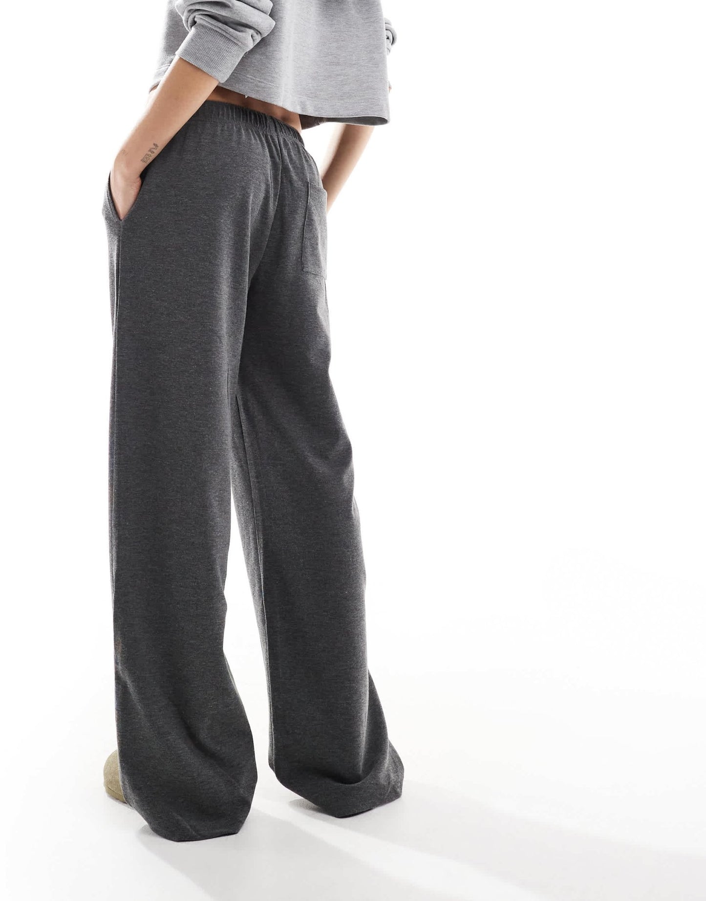 Bershka wide leg soft knit joggers in grey - ASOS Sample Sale