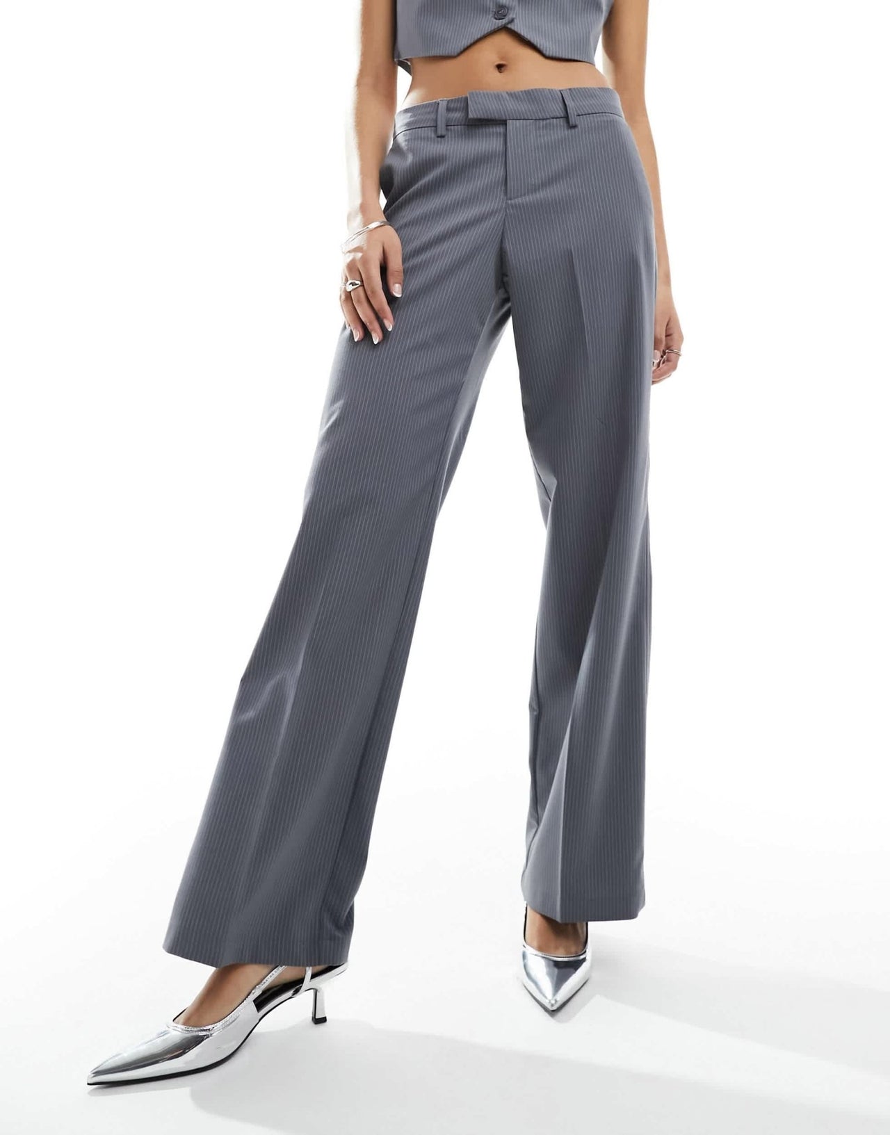 Bershka wide leg tailored trousers co-ord in grey - ASOS Sample Sale