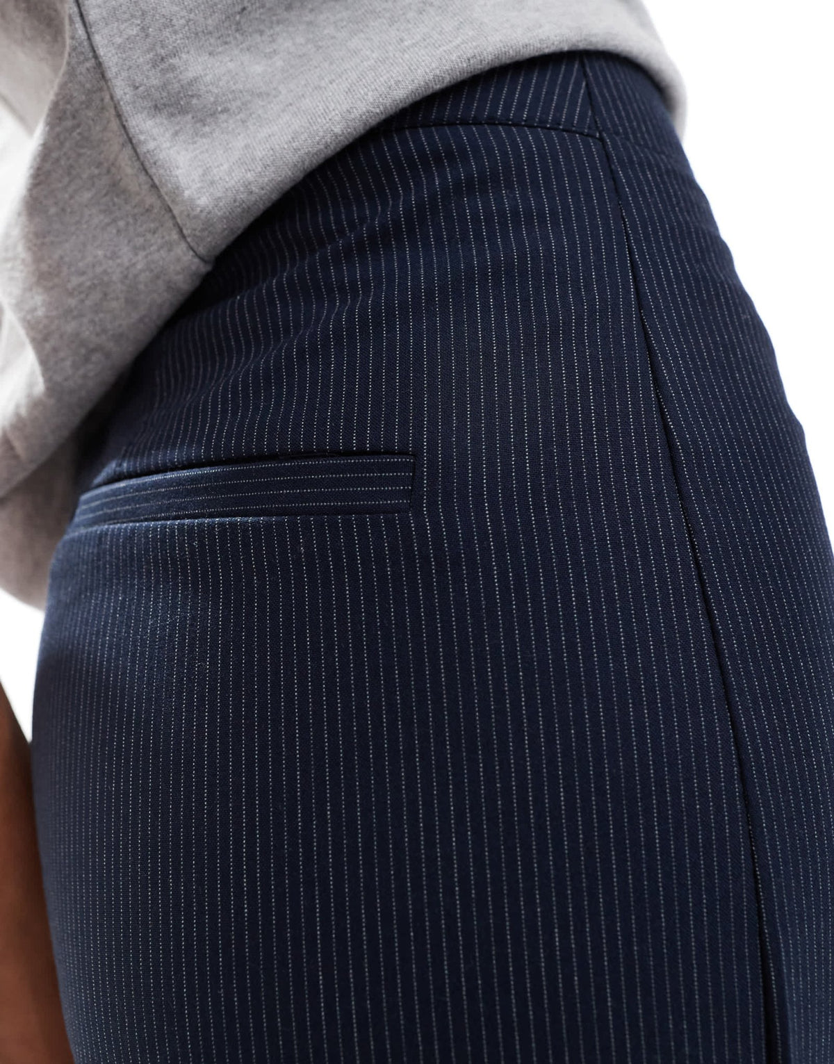 Bershka wide leg tailored trousers in navy pinstripe - ASOS Sample Sale