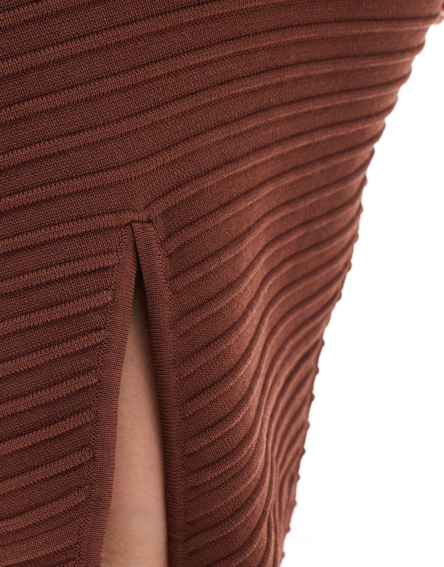 Bershka wide ribbed knitted maxi skirt co-ord in brown - ASOS Sample Sale