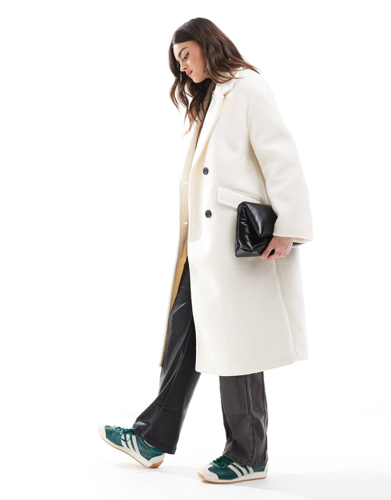 Bershka wool look drop shoulder coat in ecru - ASOS Sample Sale
