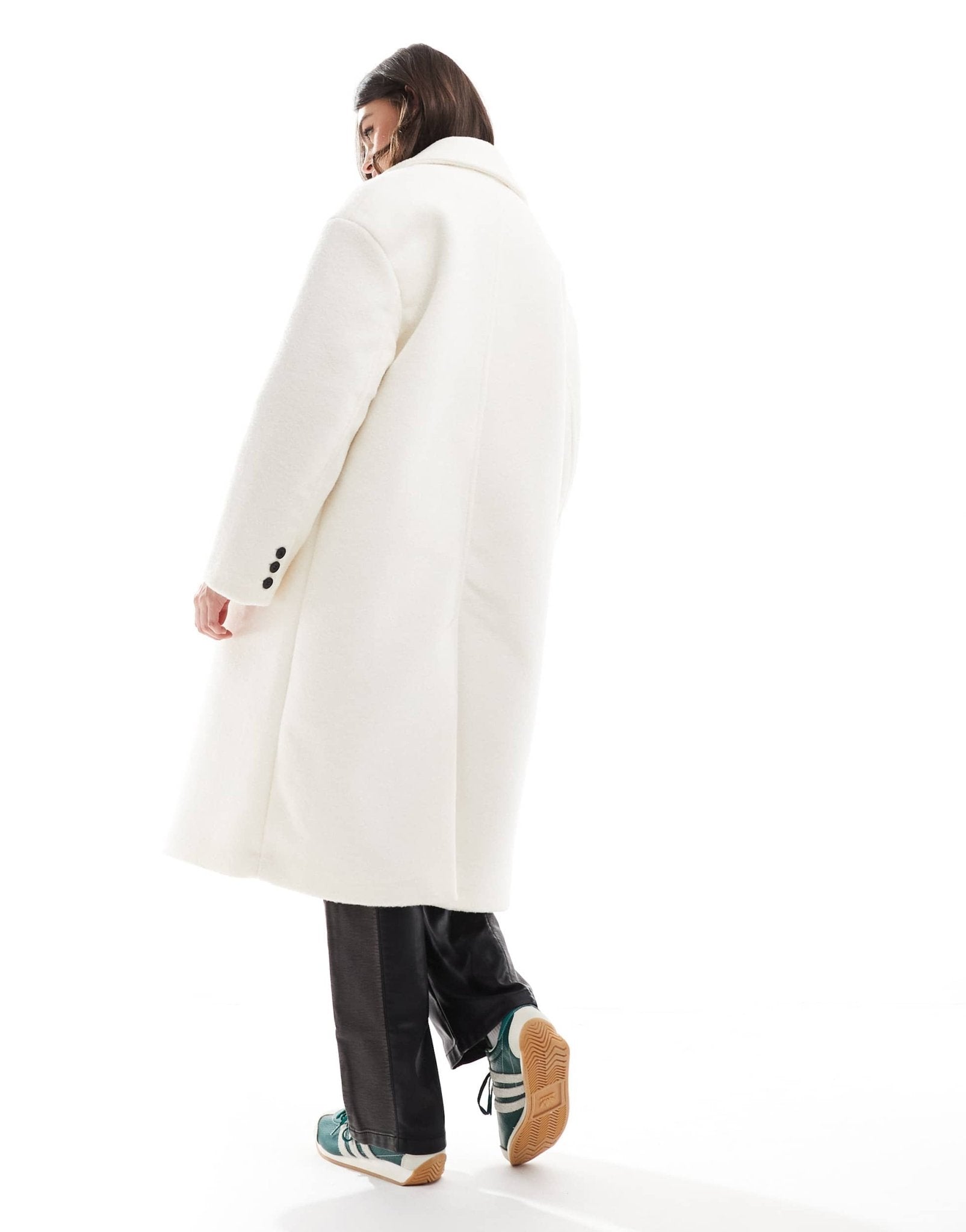 Bershka wool look drop shoulder coat in ecru - ASOS Sample Sale