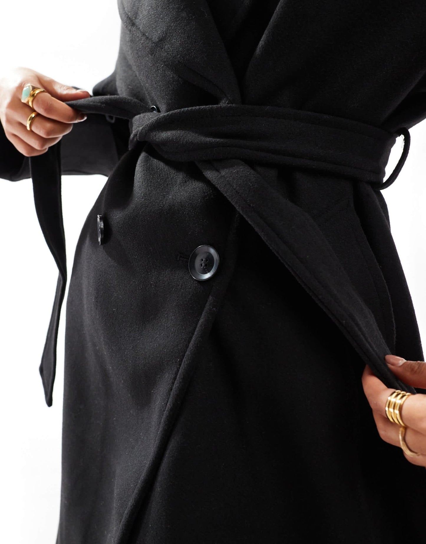 Bershka wool trench coat in black - ASOS Sample Sale