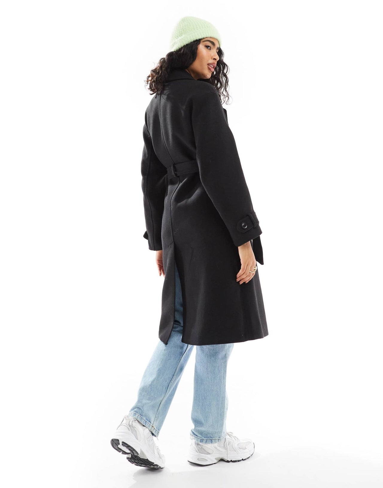 Bershka wool trench coat in black - ASOS Sample Sale