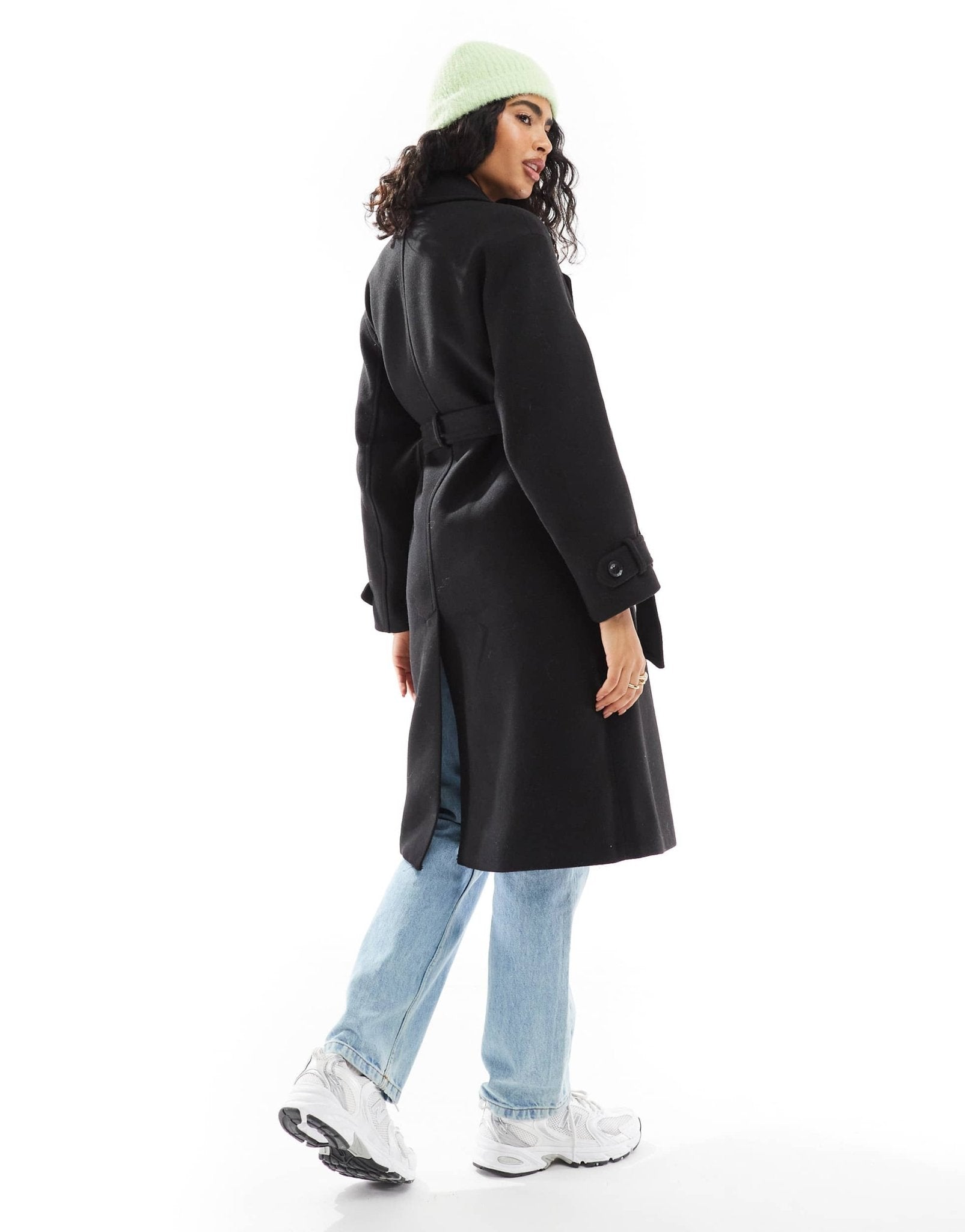 Bershka wool trench coat in black - ASOS Sample Sale