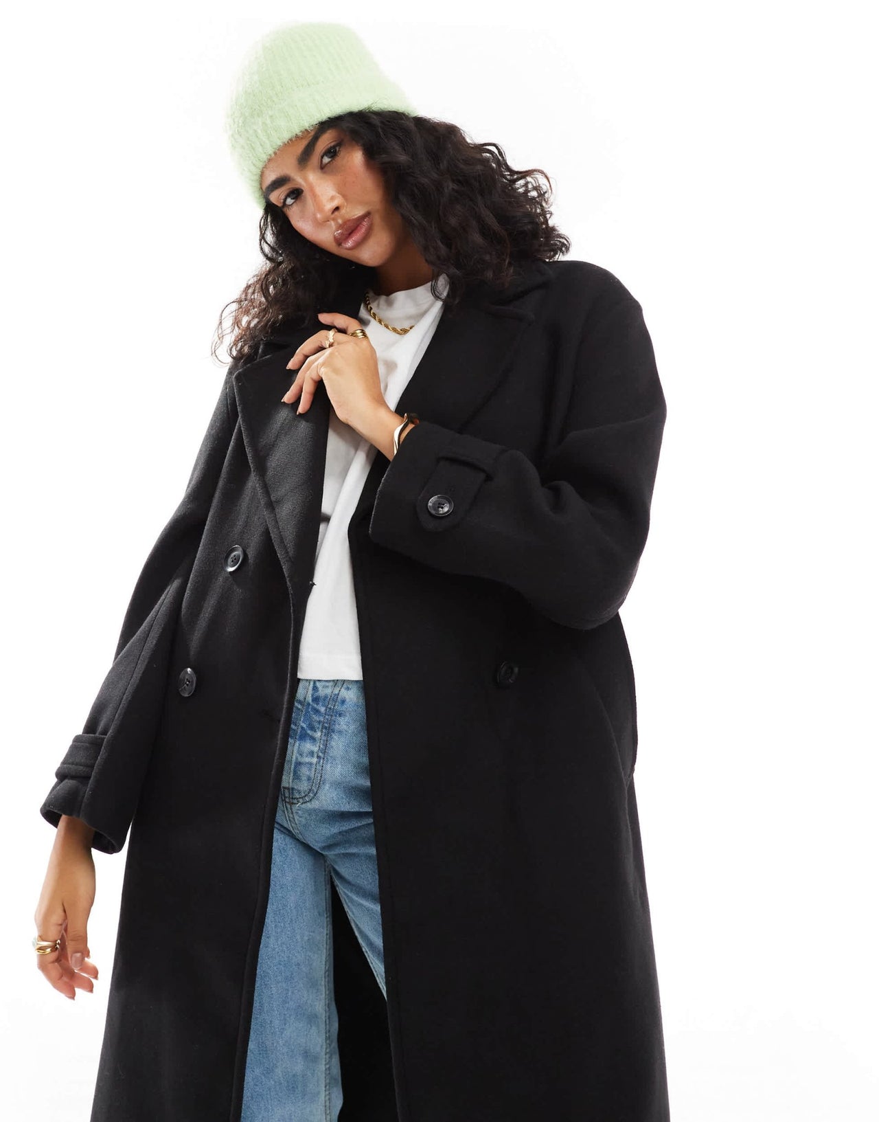 Bershka wool trench coat in black - ASOS Sample Sale