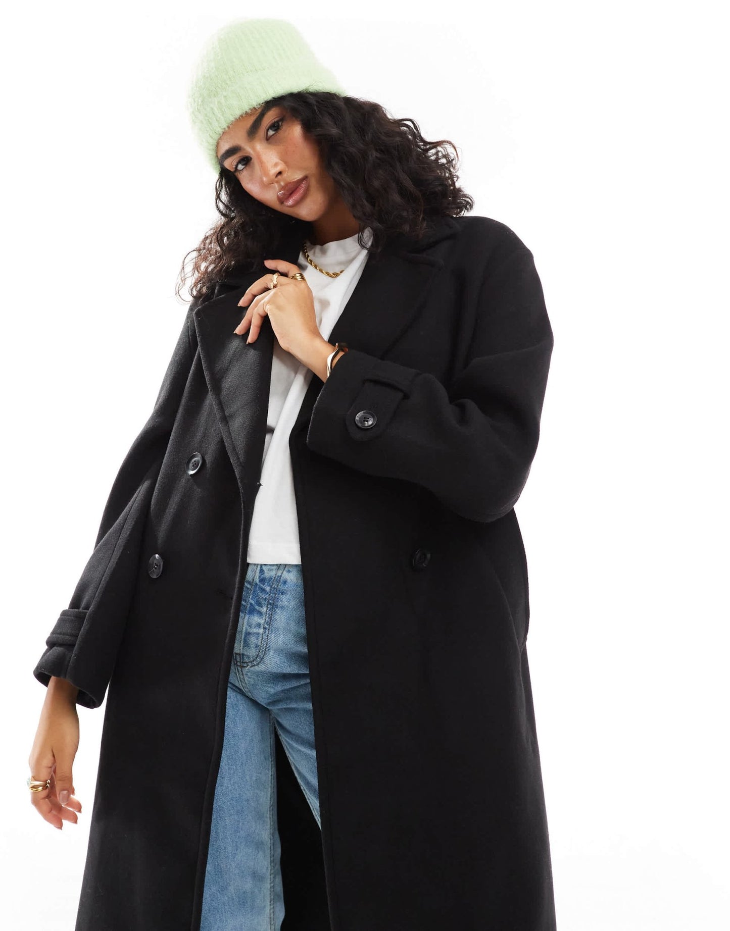 Bershka wool trench coat in black - ASOS Sample Sale