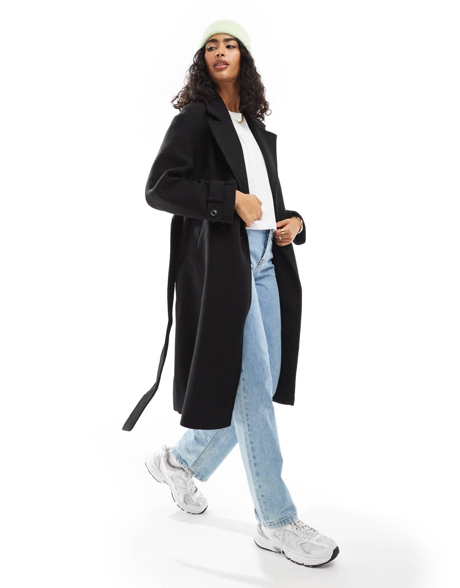 Bershka wool trench coat in black - ASOS Sample Sale