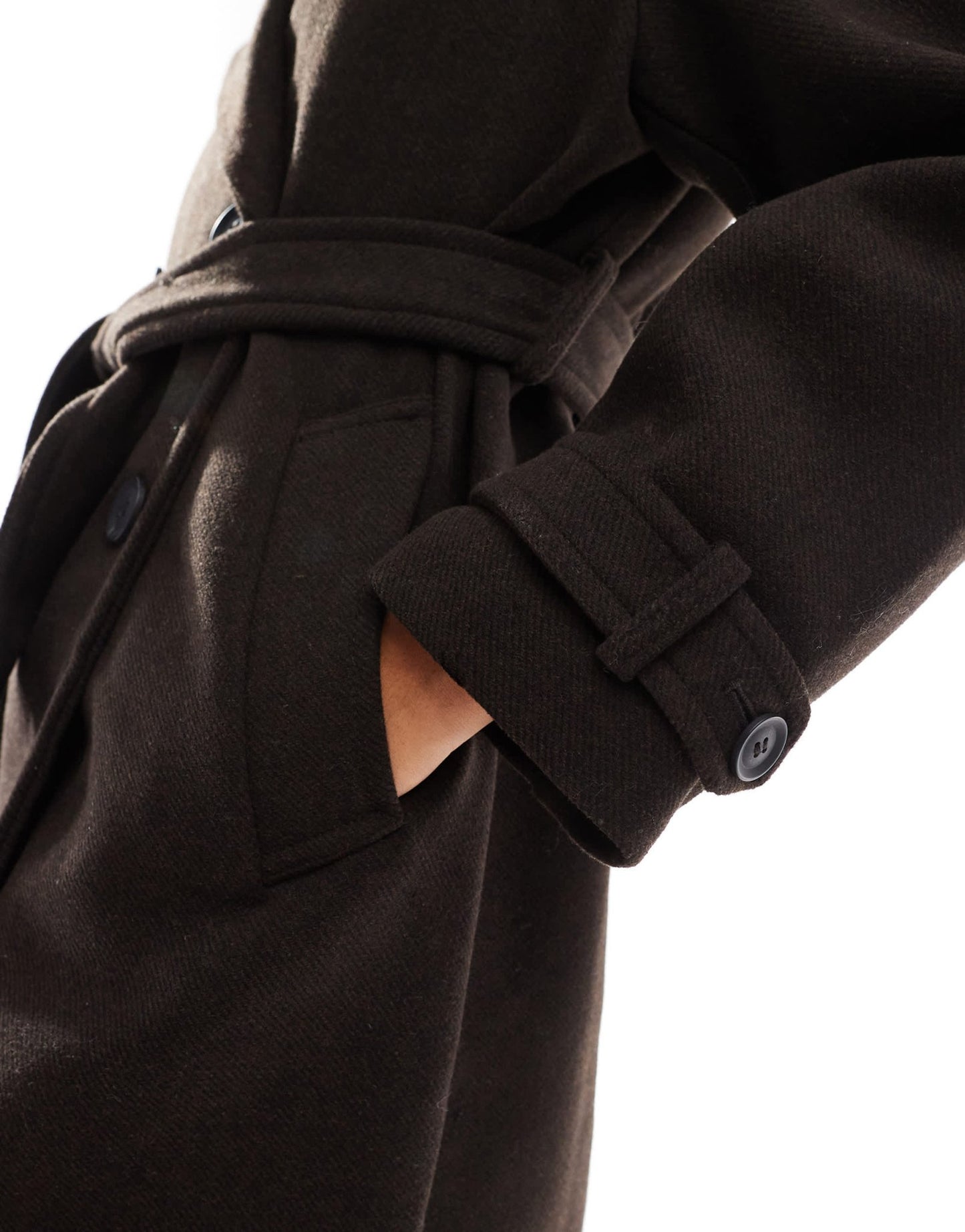 Bershka wool trench coat in brown - ASOS Sample Sale