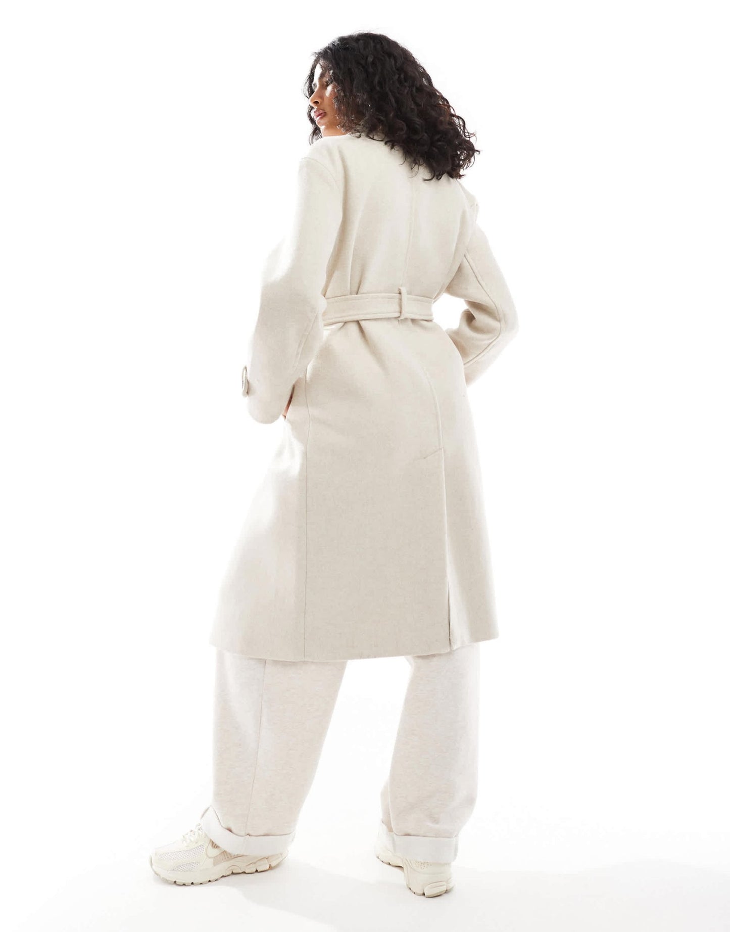 Bershka wool trench coat in stone - ASOS Sample Sale