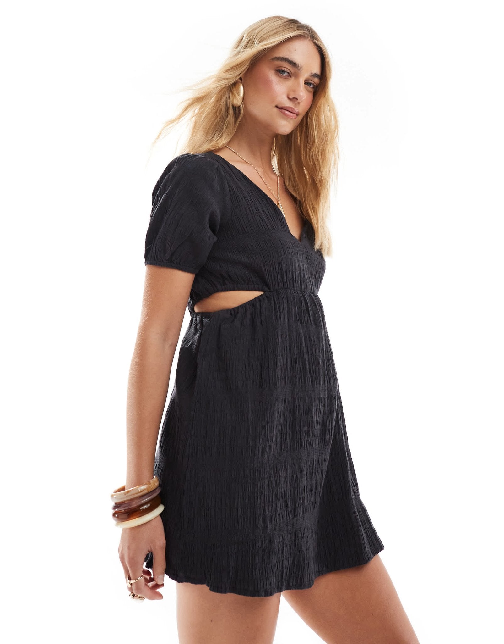 Billabong isnt she sweet cut out mini dress in black - ASOS Sample Sale