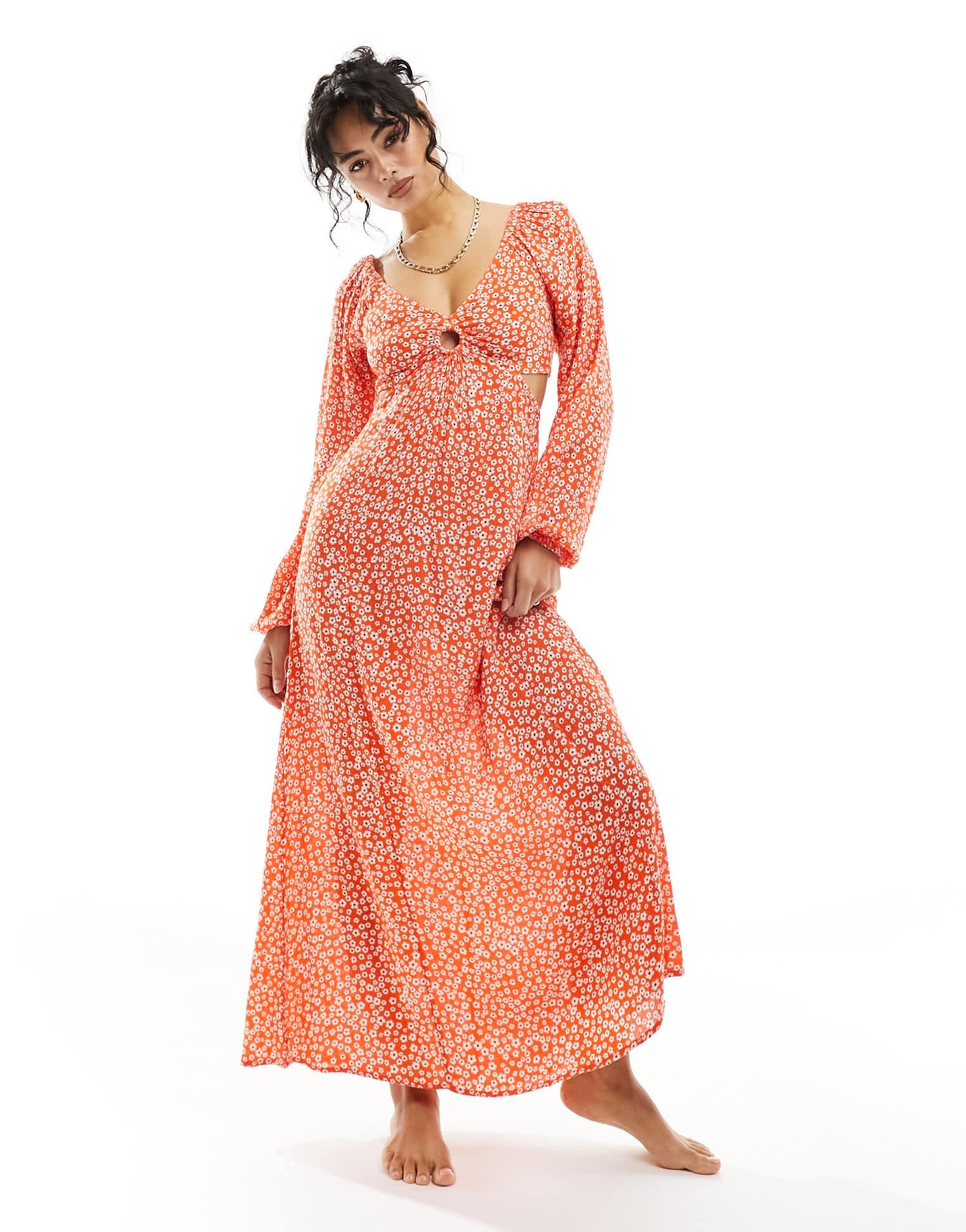 Billabong Last Call maxi beach dress in red - ASOS Sample Sale