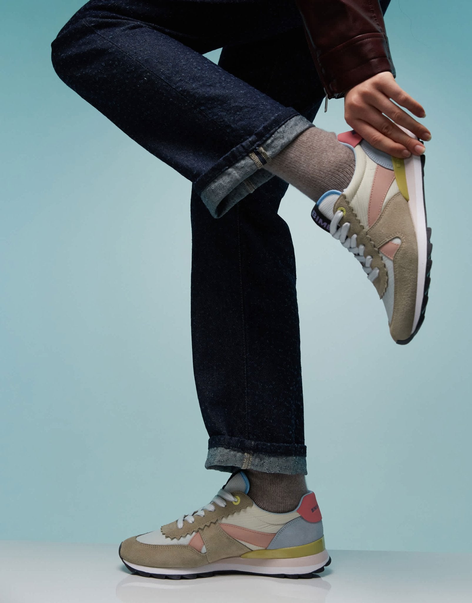 BIMBA Y LOLA colour block trainers in beige multi - ASOS Sample Sale