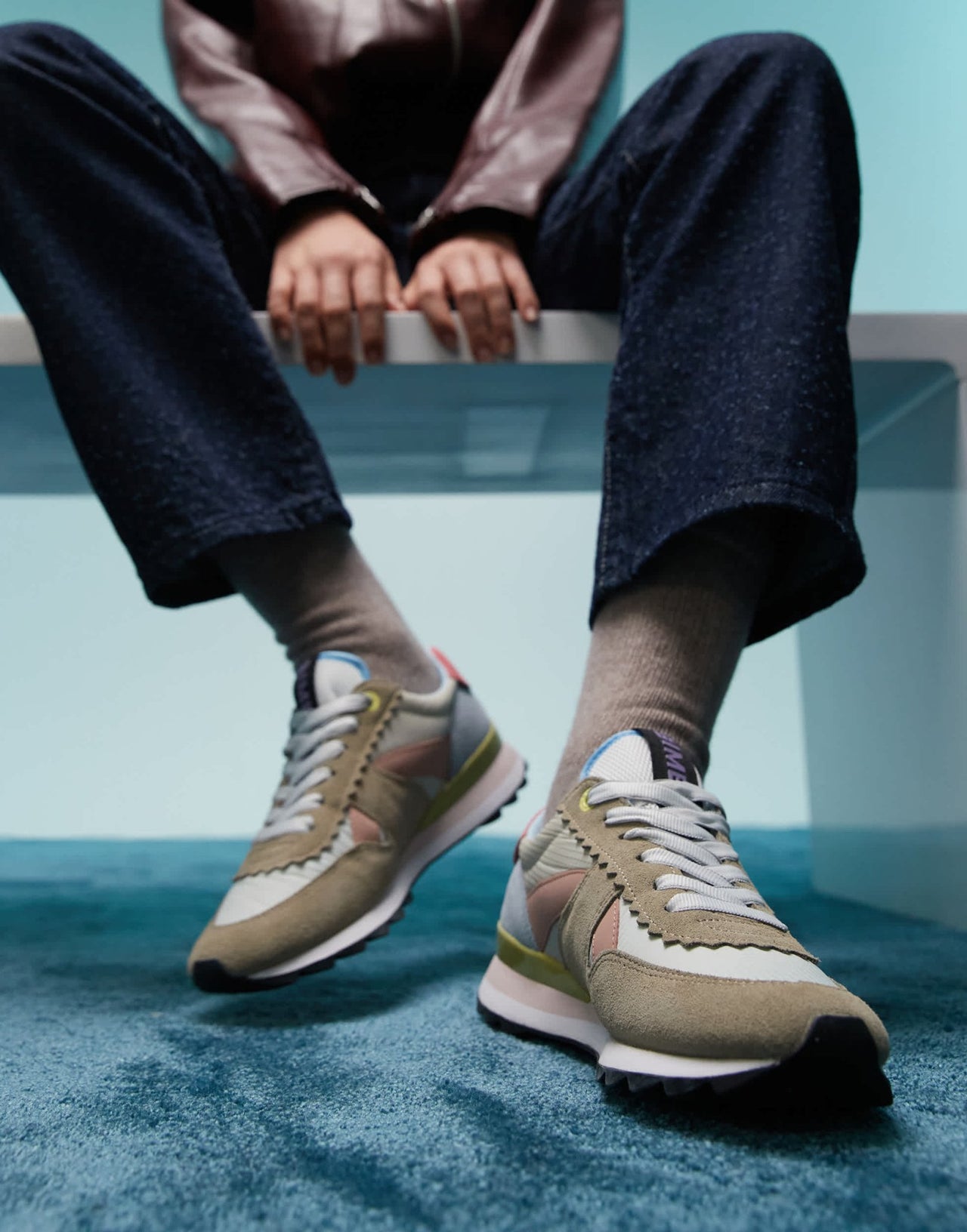 BIMBA Y LOLA colour block trainers in beige multi - ASOS Sample Sale