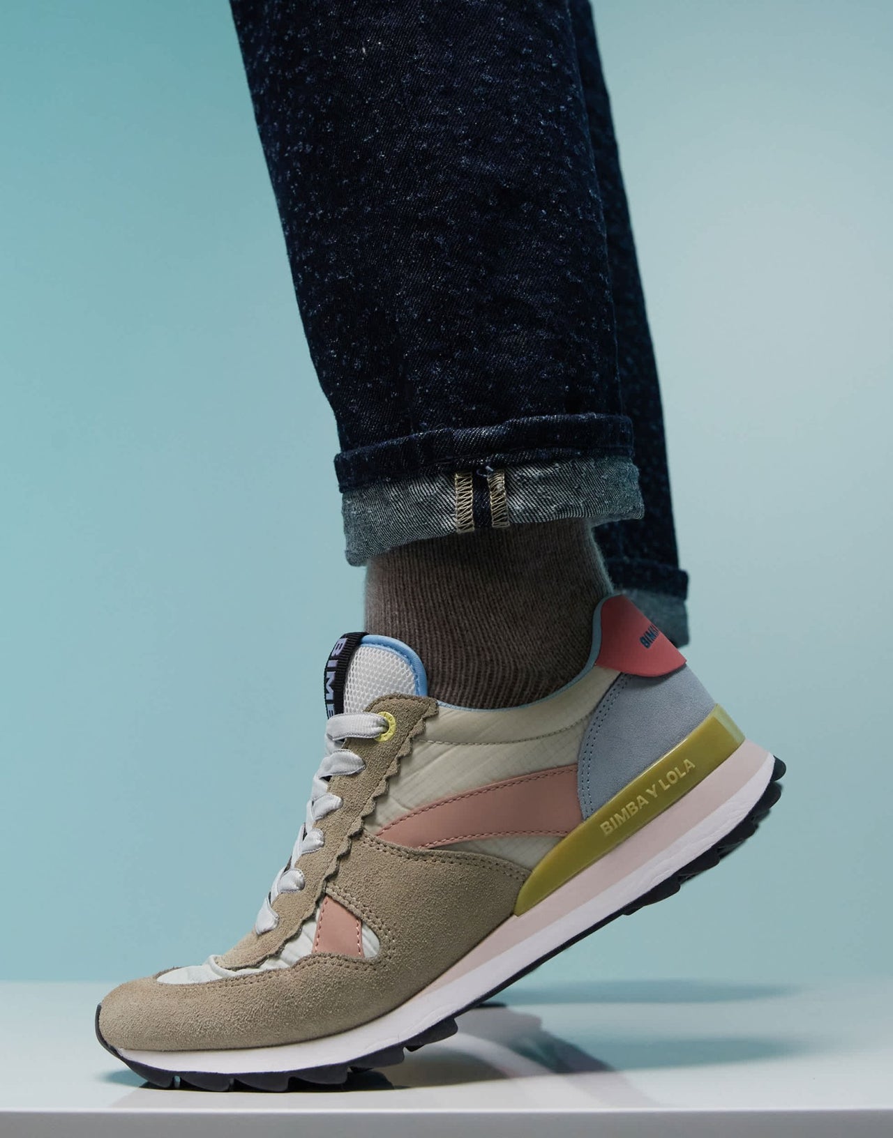 BIMBA Y LOLA colour block trainers in beige multi - ASOS Sample Sale