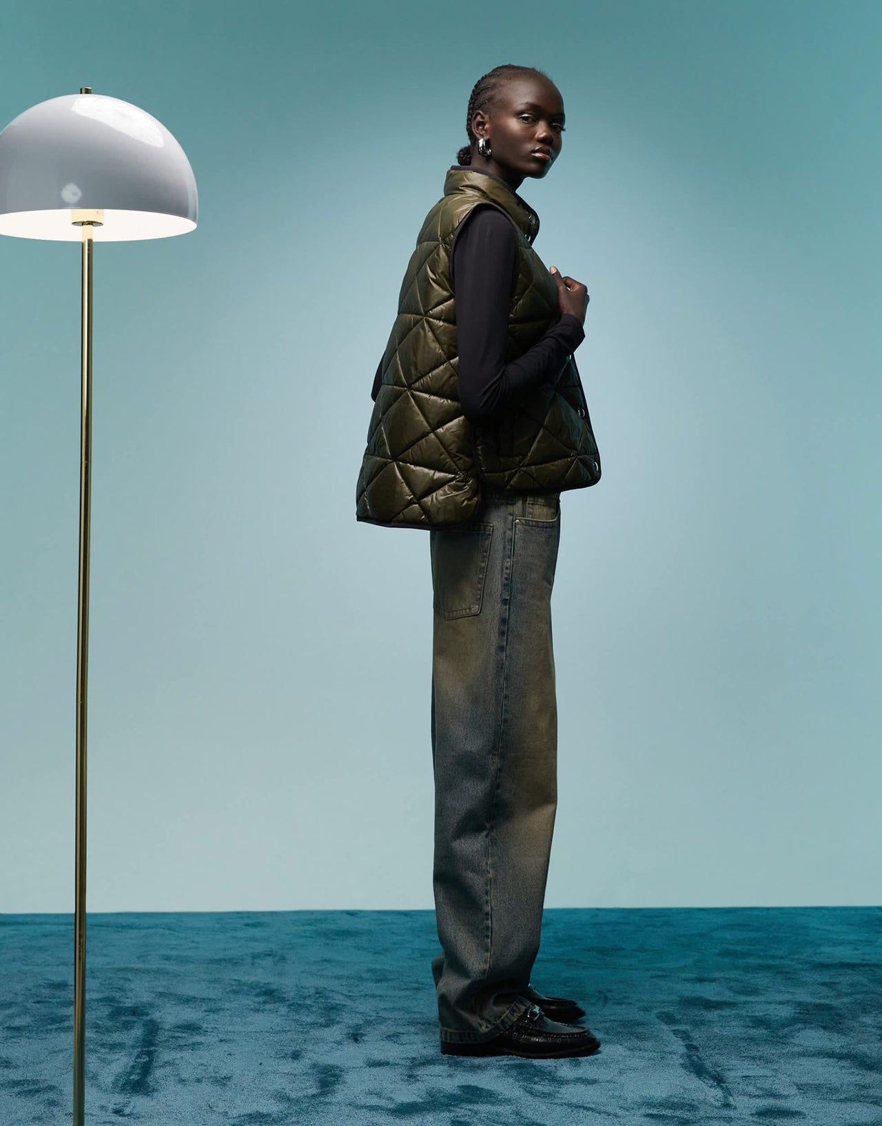 BIMBA Y LOLA high neck quilted gilet in khaki - ASOS Sample Sale
